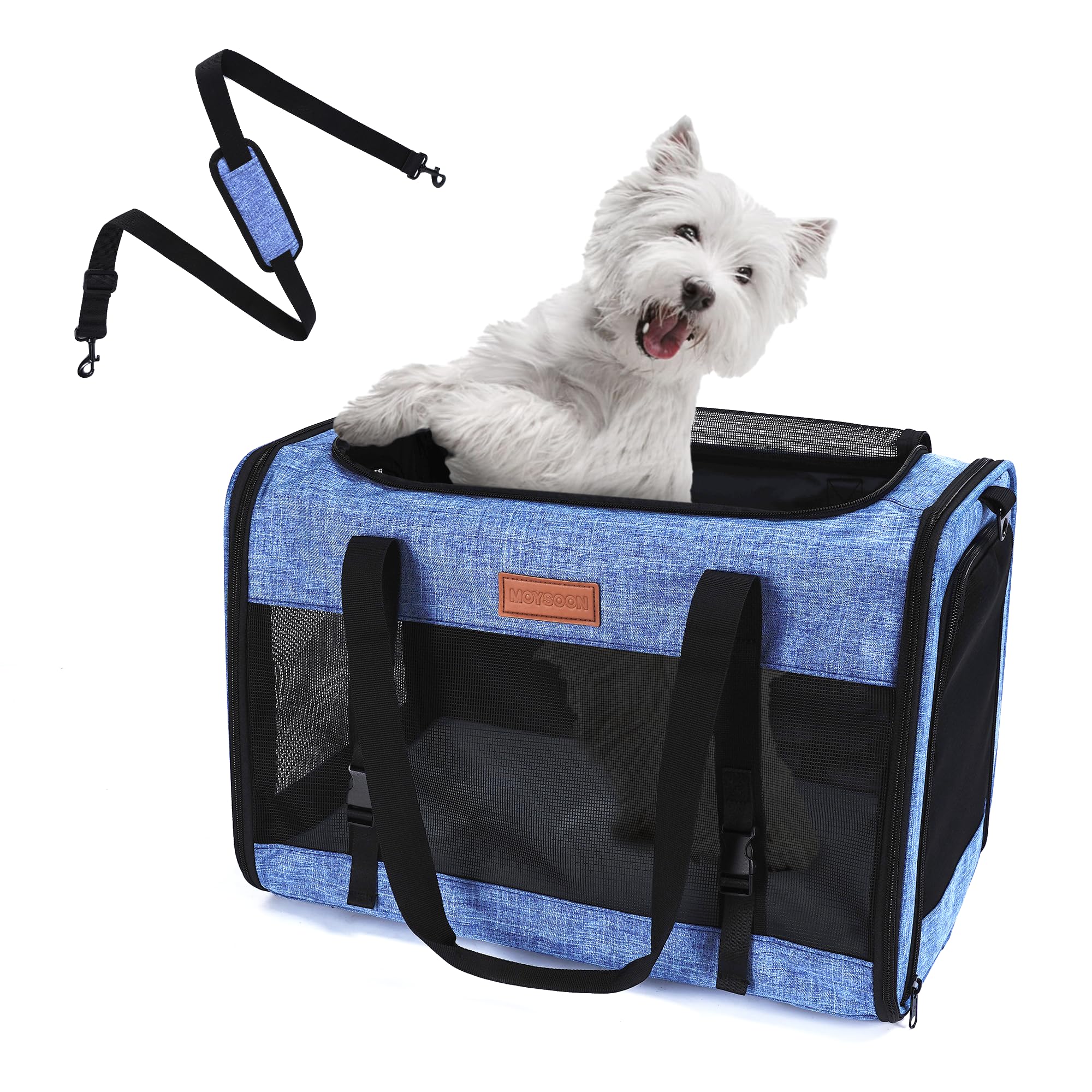 Foldable Cat Dog Carrier for Pets up to 15 Lb, Blue