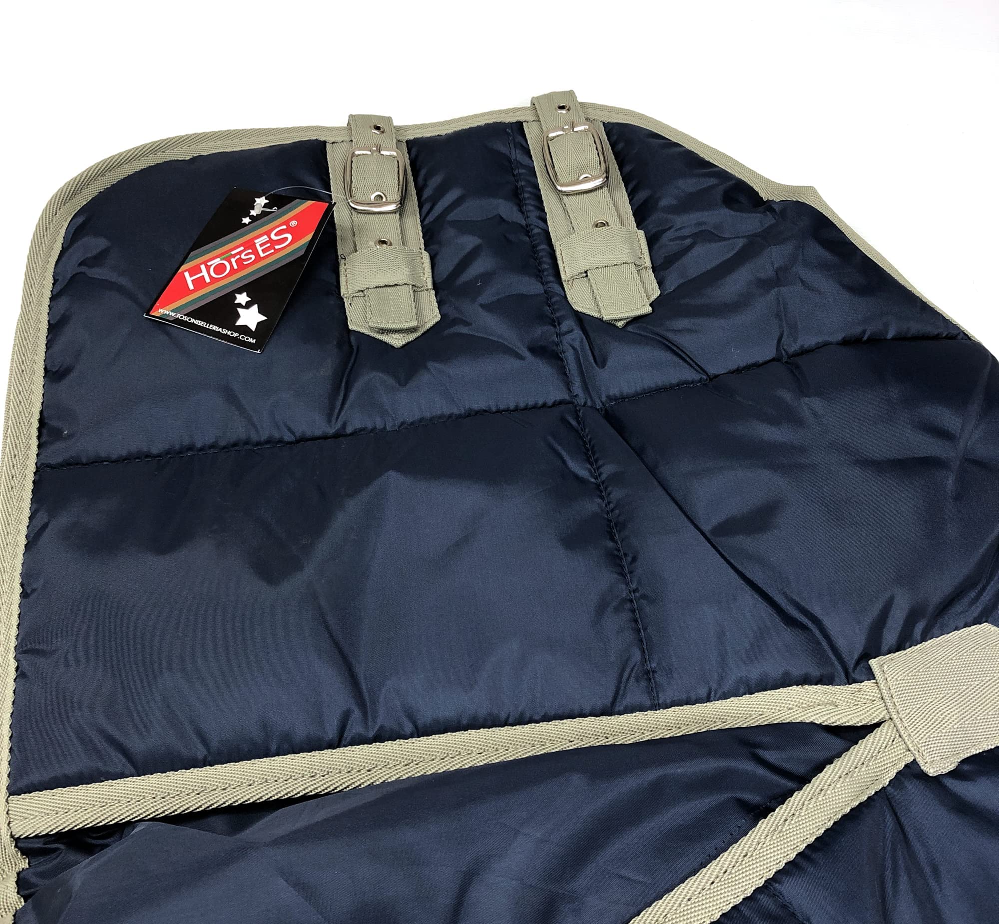 Horses, Coperta Invernale Horses Warm Walk per Cavallo, Imbottita, Morbida, Comoda, ideale per Box, Resistente, con Cinghie ad Incrocio (155 cm, Blu)