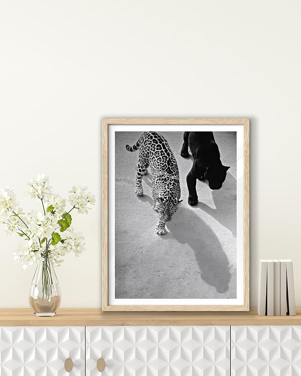 EcoHest 12x16 in Cheetah and Jaguar Walking Framed Wall Art by EcoHest - Used condition - Image 2