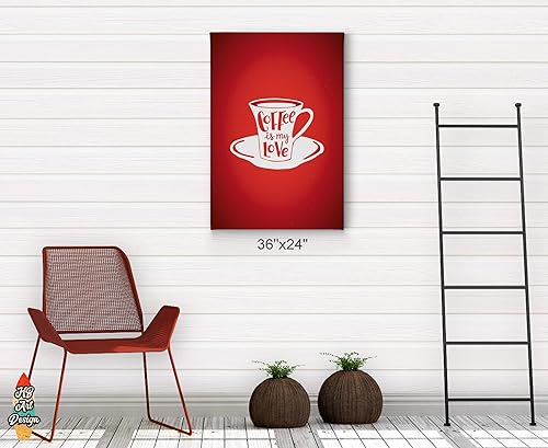 Miniatura 4 de HB Art Design Coffee is My Love Quote Espresso in Red Background Canvas Print Wall Art Coffee Bar Decor Coffee Signs Kitchen Wall Decor Dining Room