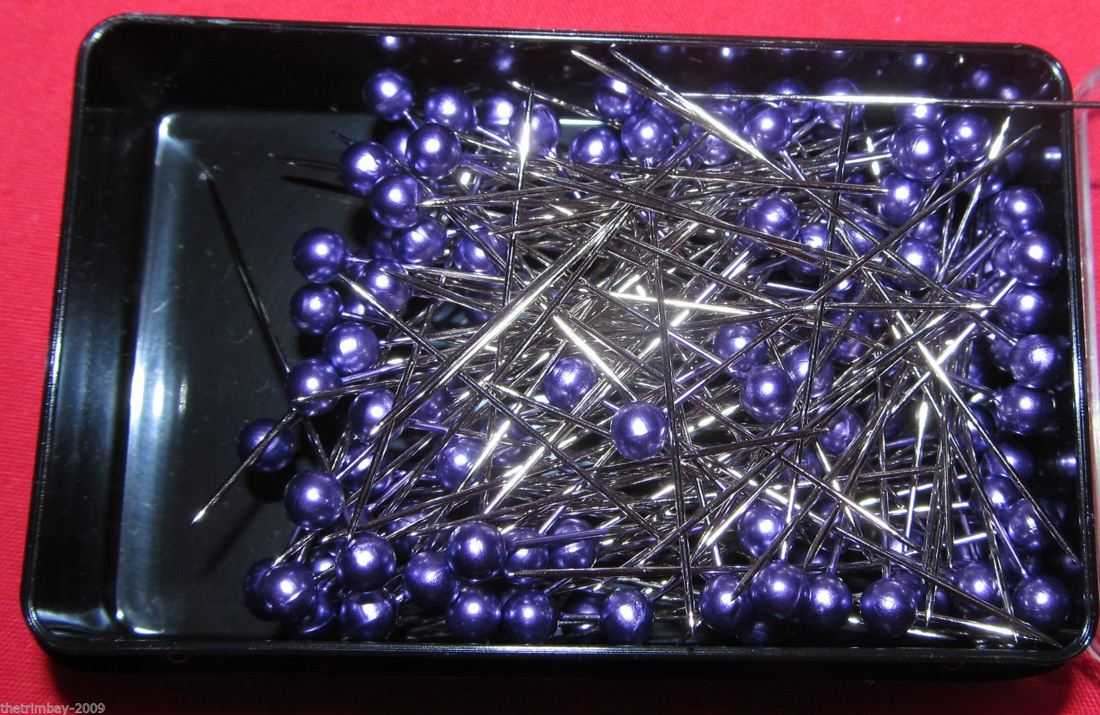 144 Dressmaking Craft Pearl Headed Pins- Purple