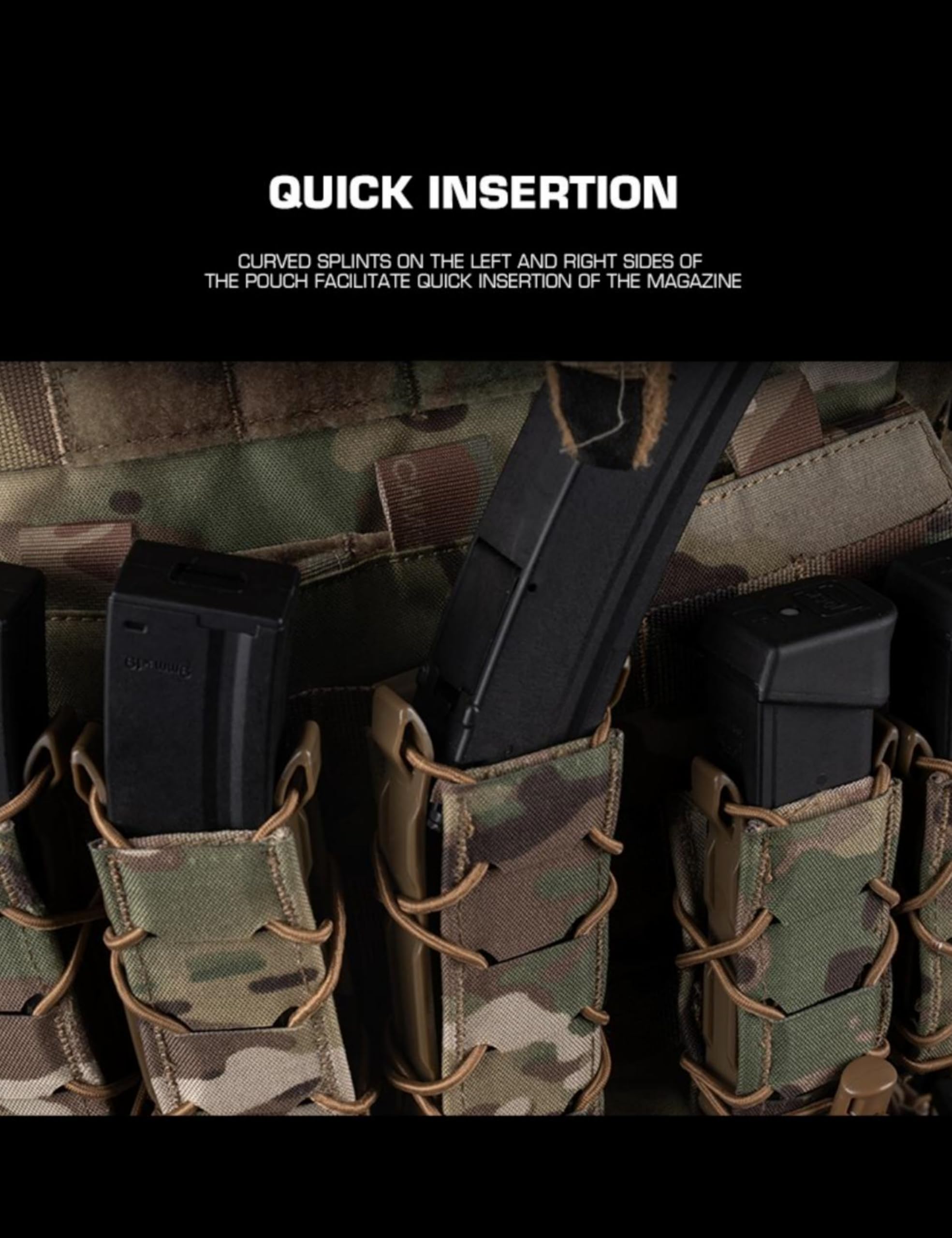 Bolsa para Cargador V2 (Larga), Compatible con MOLLE para 9 mm, MP5, MP7, Equipo táctico de Airsoft y Tiro