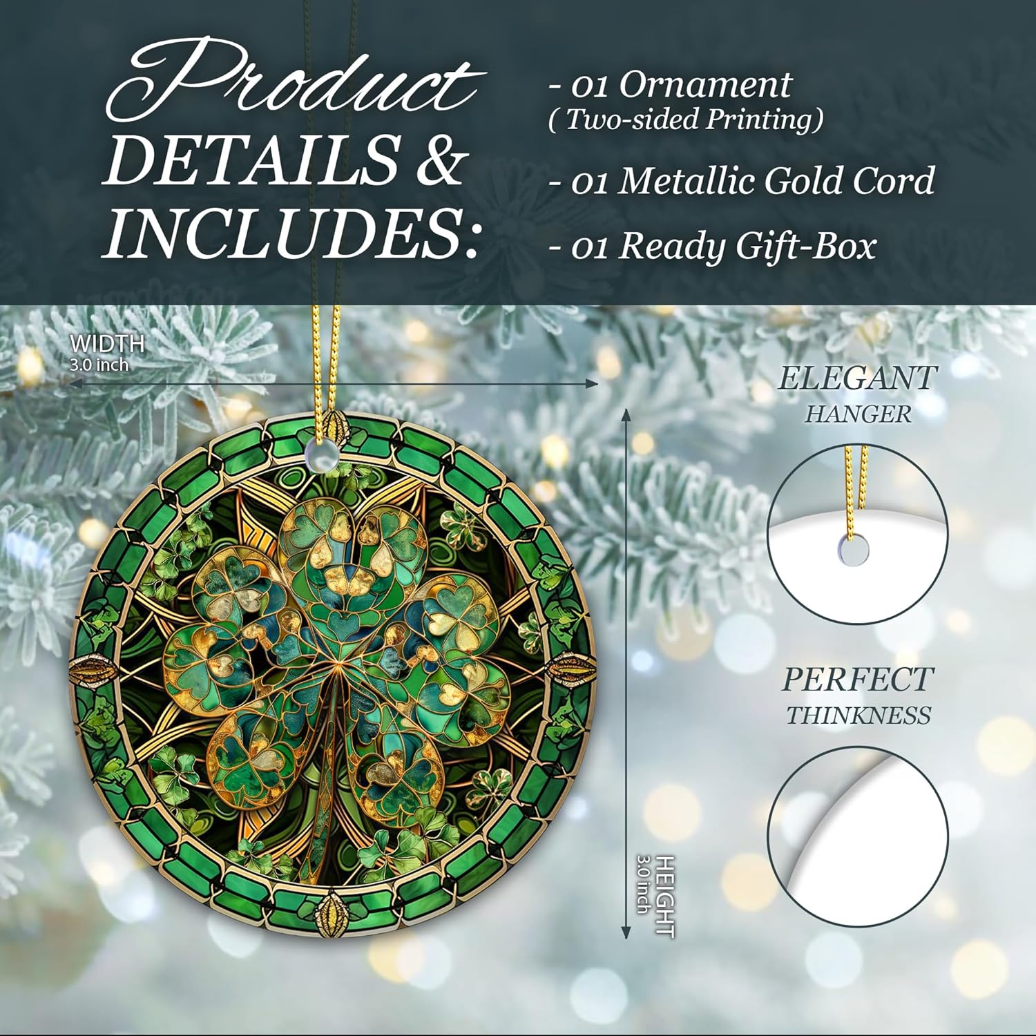 Stained Glass Shamrock Ornament – Celtic Irish Clover Hanging Decoration – Lucky Four-Leaf Clover Keepsake – St. Patrick’s Day, Irish Heritage & Holiday Tree Décor - Image 5