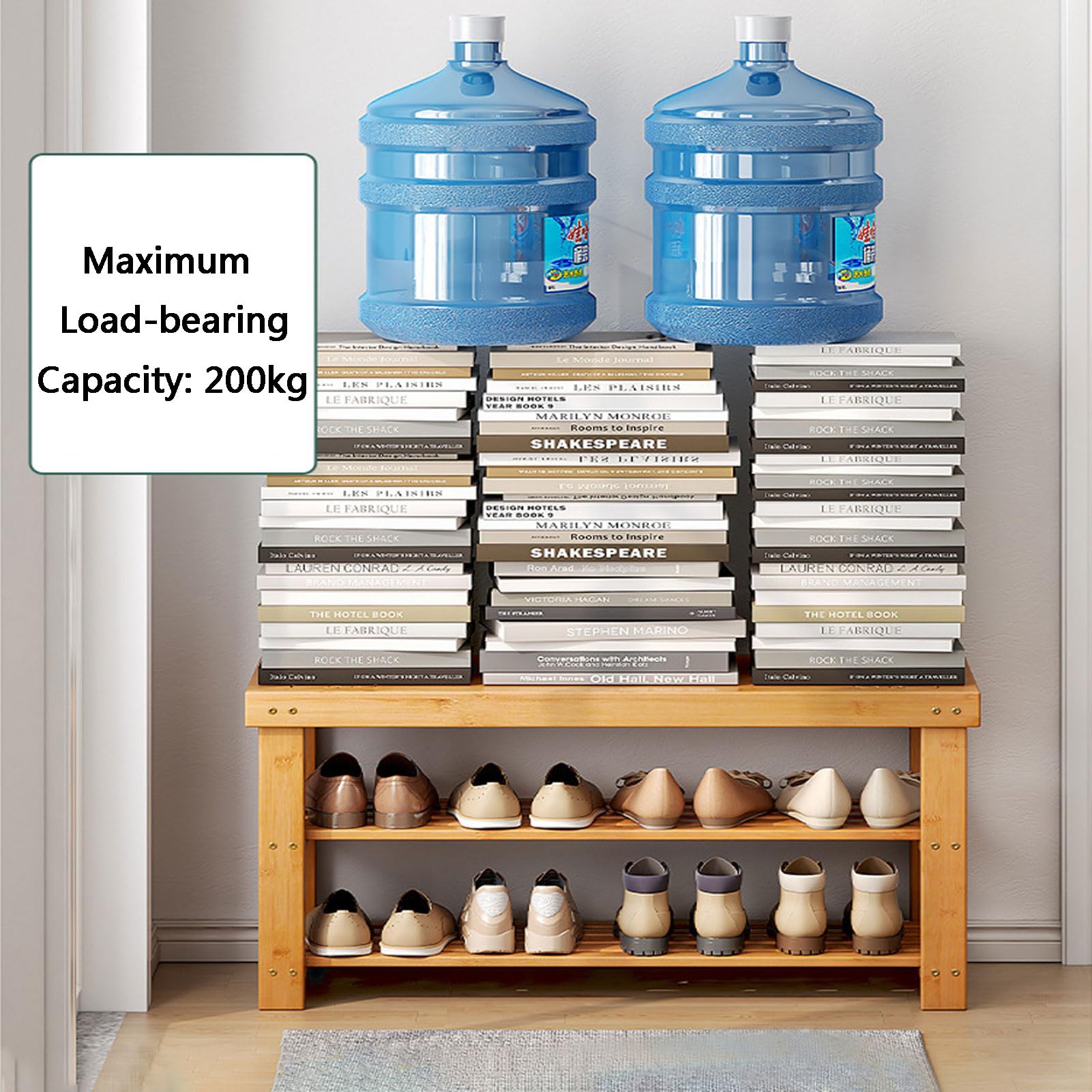 BANC À CHAUSSURES Etagère En Bois Avec Siège Banquette En Bambou Entrée