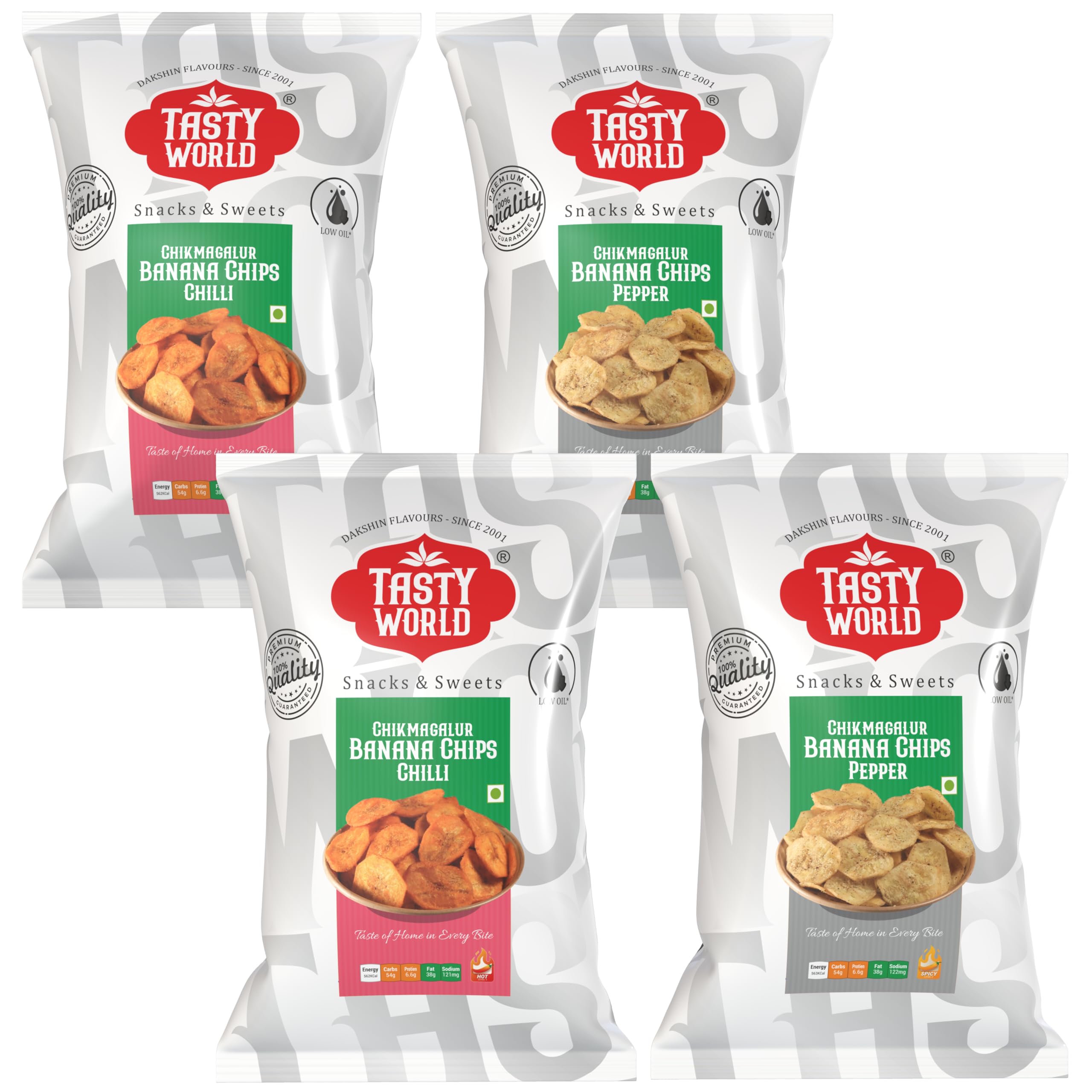 Tasty World Banana Chips 2 Flavours Combo Pack (4X100 grams) - Chilli & Pepper (B0D11MVCLP) Amazon Price History, Amazon Price Tracker