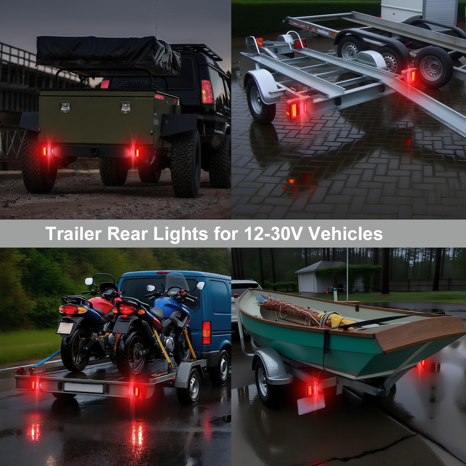 Justech 2 Pezzi Luci LED Posteriori Rimorchi 40LED Super Luminoso Fanali Posteriori 12V/24V Impermeabile Universali per Auto HGV Camion Trattore Caravan Rimorchi -E-Mark