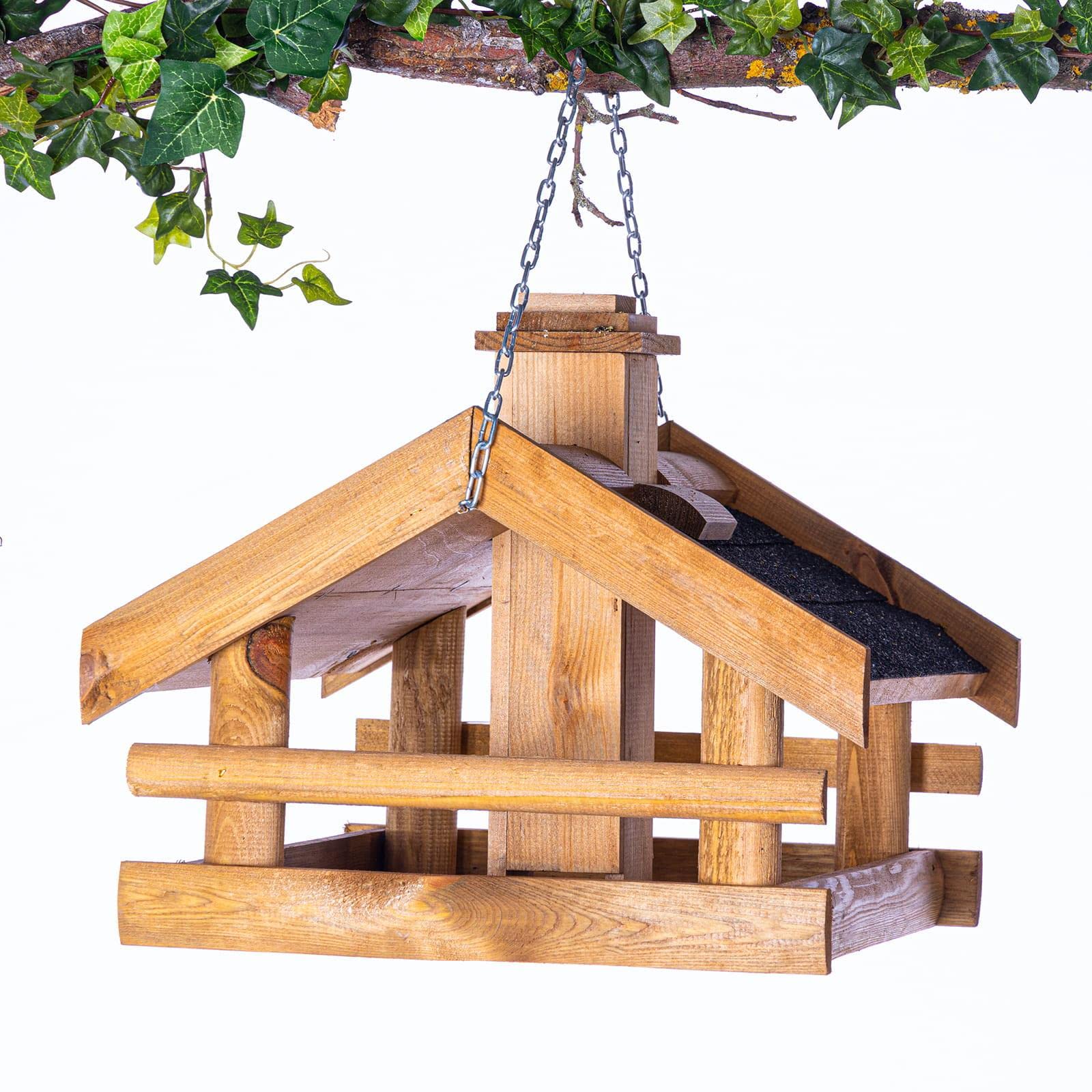 BooGardi Vogelhaus Holz · 3 Varianten · graues Dach · Vogelfutterhaus · Vogelhäuschen zum Aufhängen · überdachte Futterstelle · Futterhäuschen