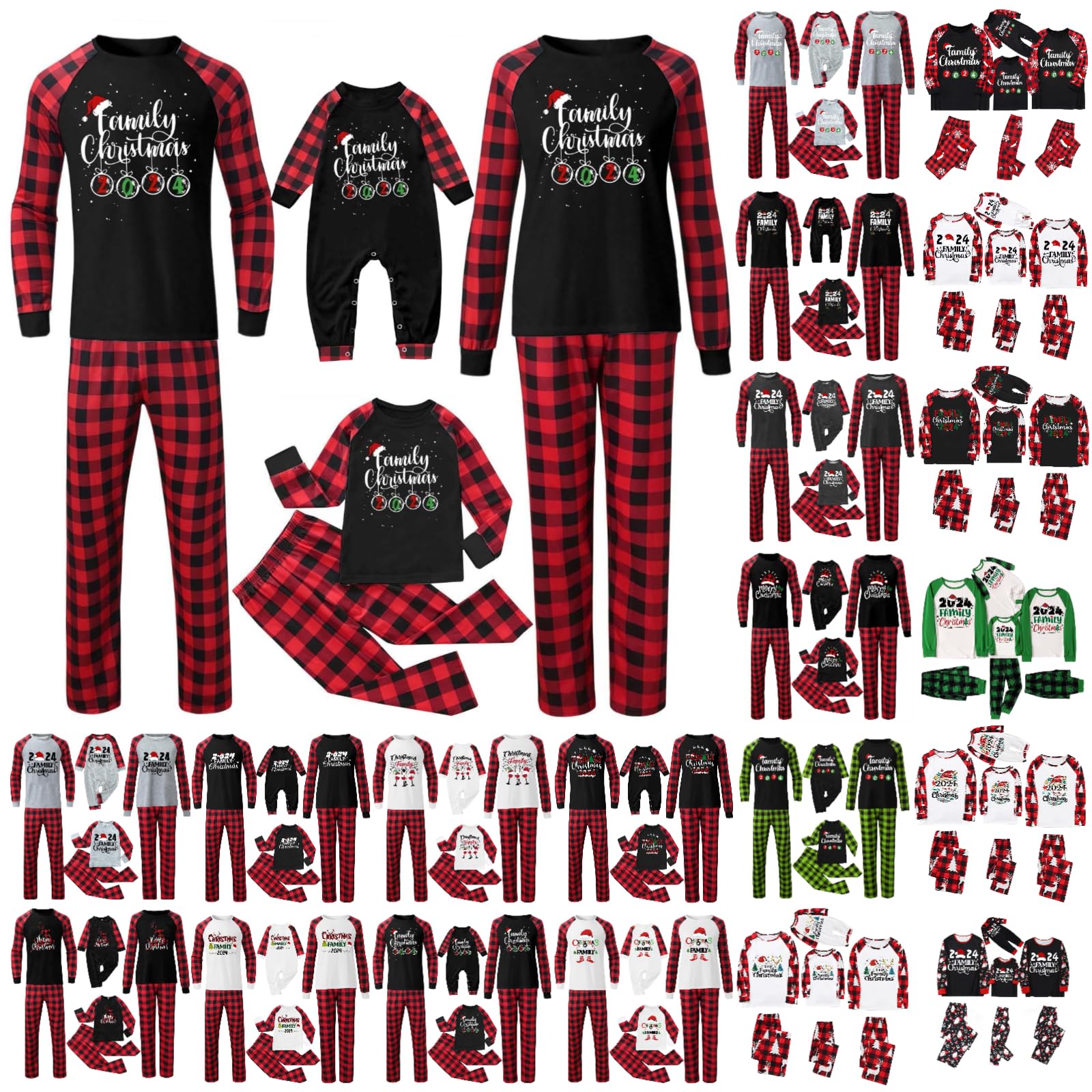 Family Christmas Pajamas Matching Sets 2024 Cute Couples Pjs Long Sleeve Holiday Jammies Xmas Loungewear Sleevewear