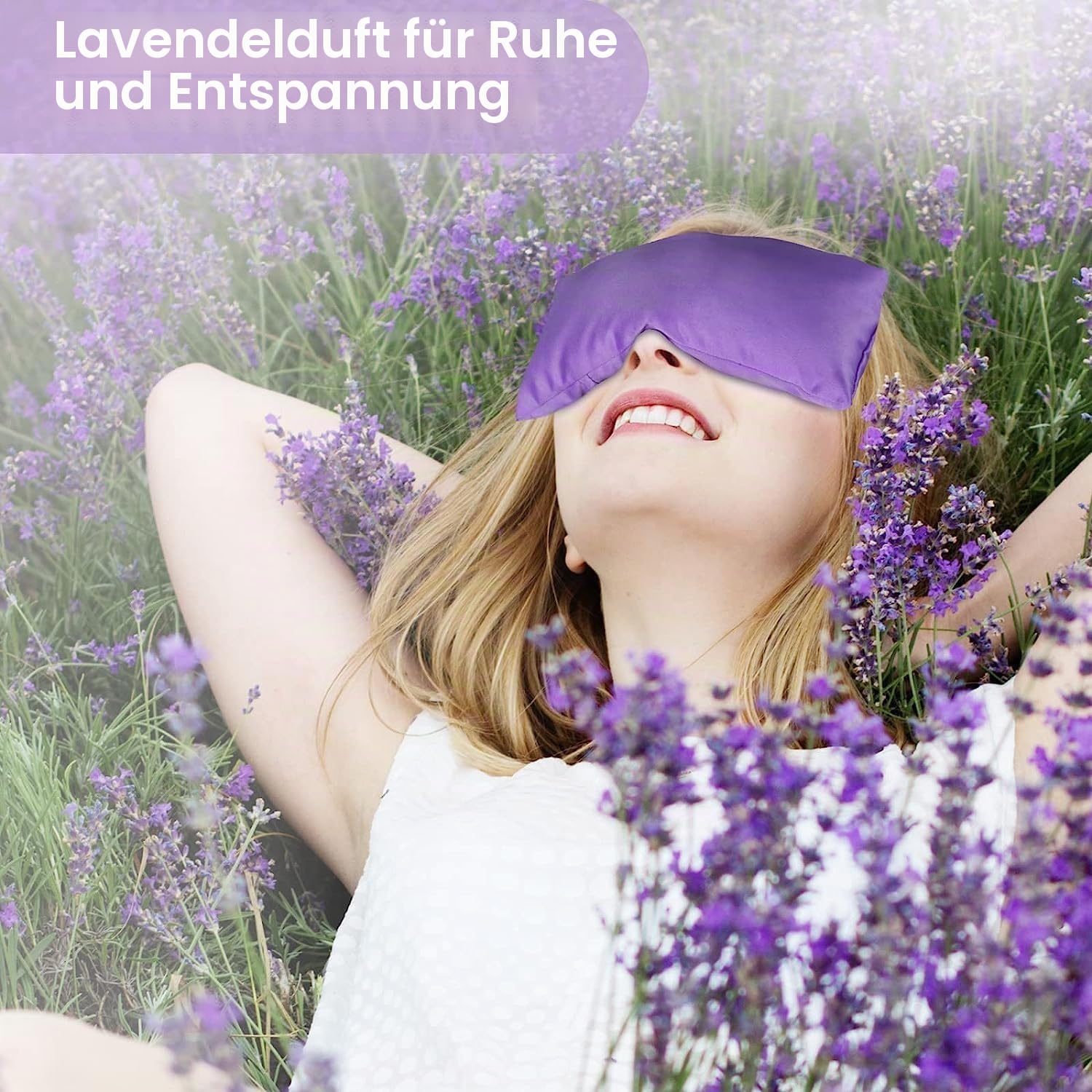 SuzziPad Lavendel-Augenkissen zur Entspannung mit Aromatherapie, gewichtete Augenmaske zum Schlafen, Meditieren, heiße & kalte Augenkompresse für trockene Augen, Entspannungsgeschenke für Frauen,