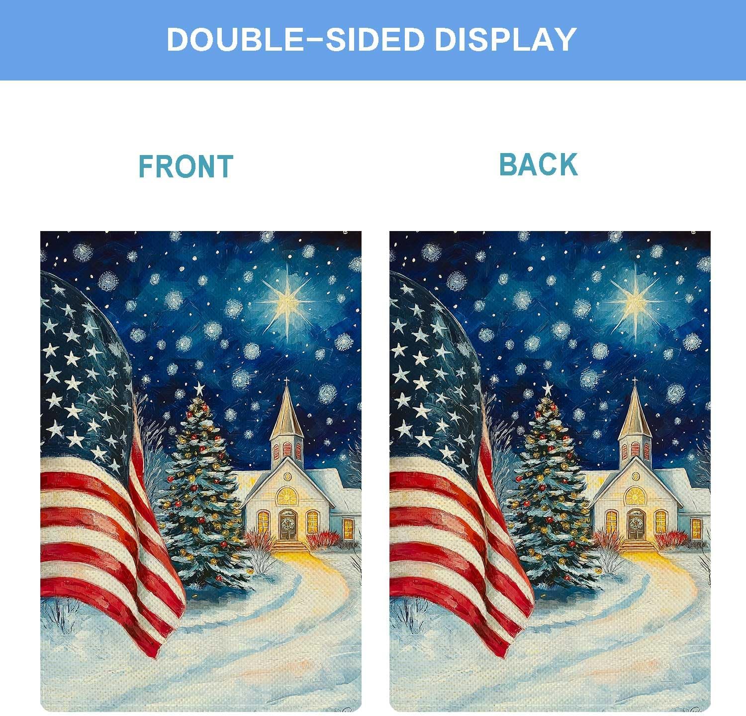 Christmas Night Garden Flag Patriotic America Flag Holy Night Garden Flag Nativity Vertical Double Sided Rustic Farmland Burlap Yard Lawn Outdoor Decor 12.5x18" - Image 4