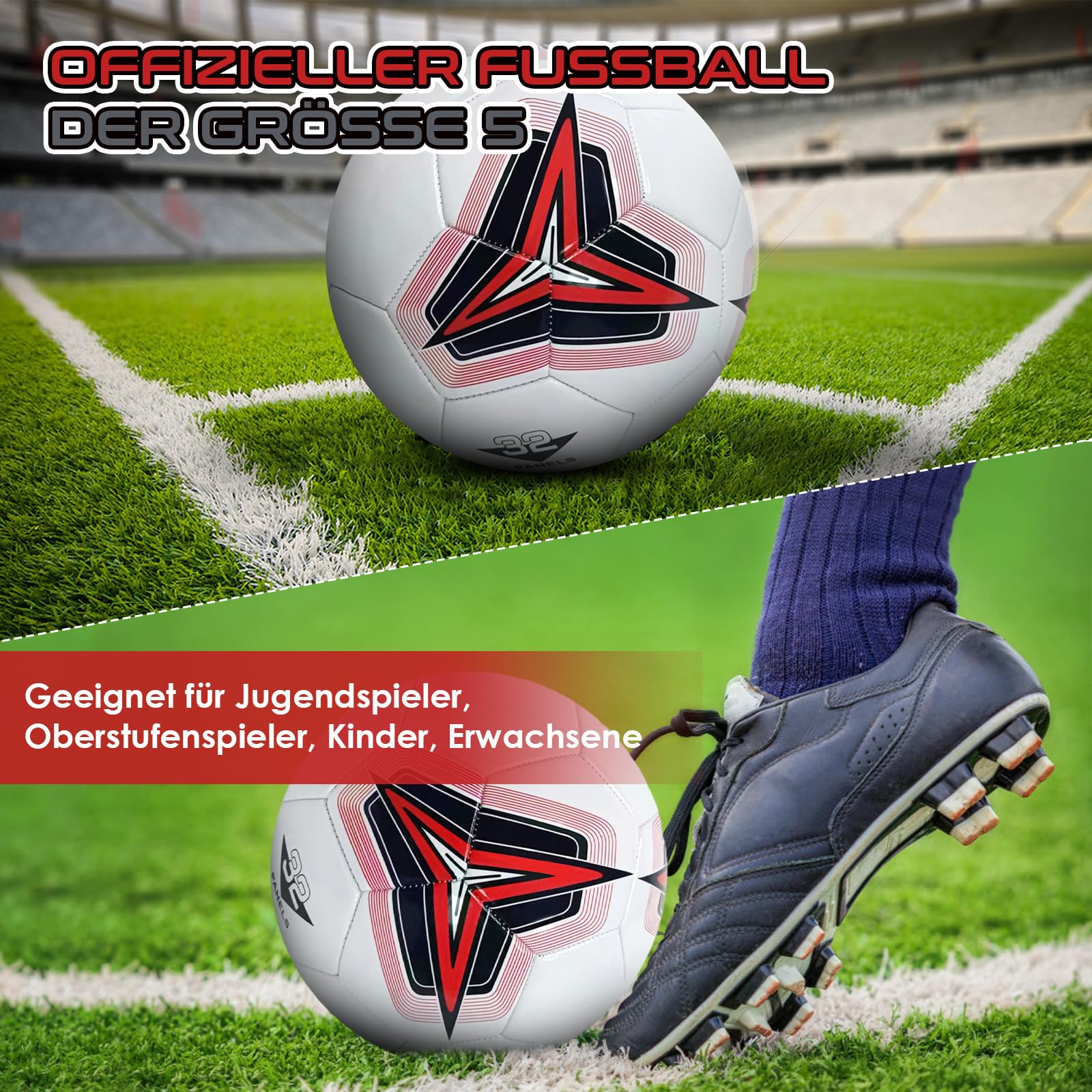 Piłka nożna rozmiar 5, oficjalna piłka futsalowa, futsal o standardowym rozmiarze i oficjalnym rozmiarze, pogrubiona, zabezpieczona przed wybuchem, piłka nożna dla dzieci, piłka nożna