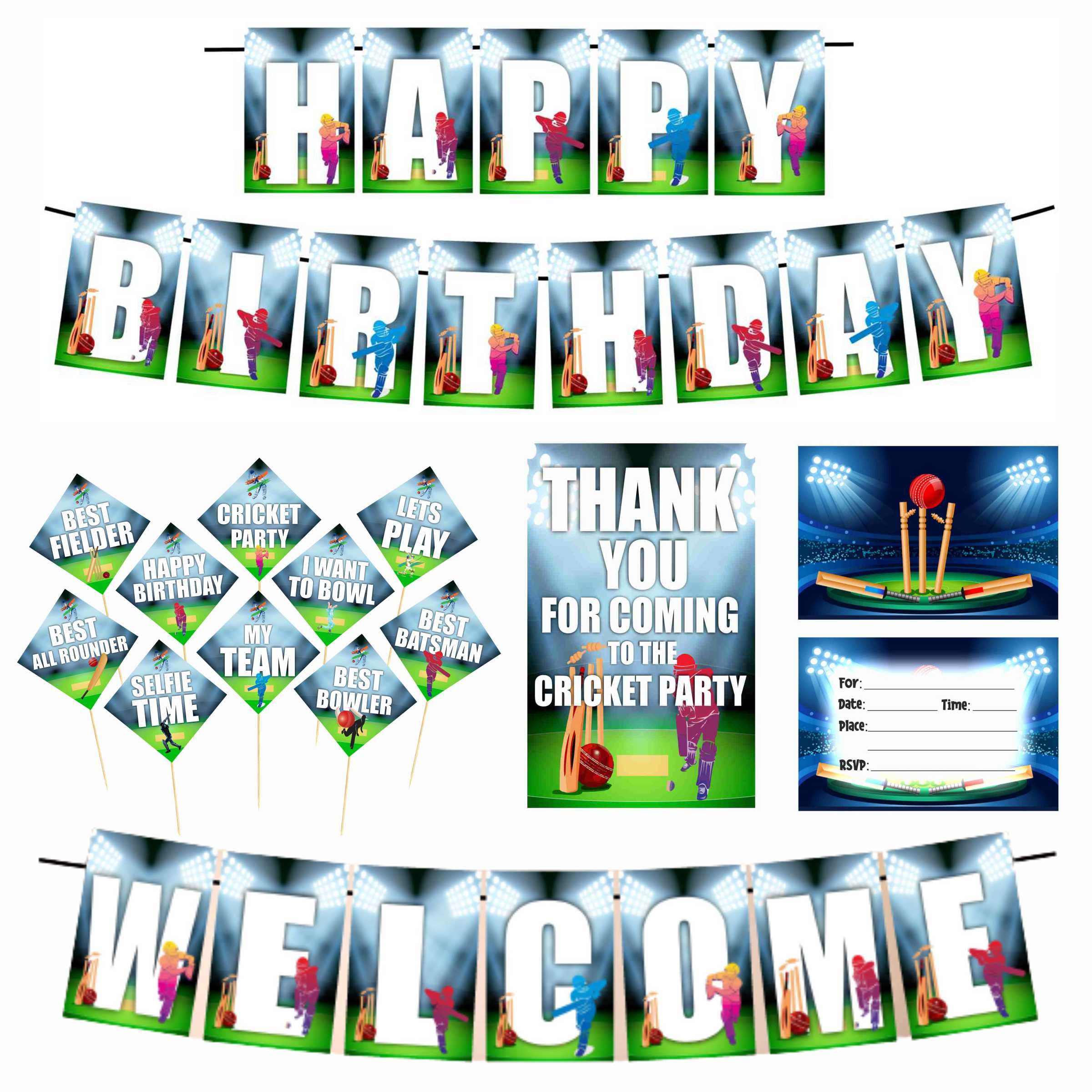 Partyzon 5 in 1 Cricket Birthday Combo Cricket Theme Birthday Party Decoration Banner Thank you Card Invitation Welcome Banner Photo Booth Party Item for Adults and Kids (B0BQ6SS81Y) Amazon Price History, Amazon Price Tracker