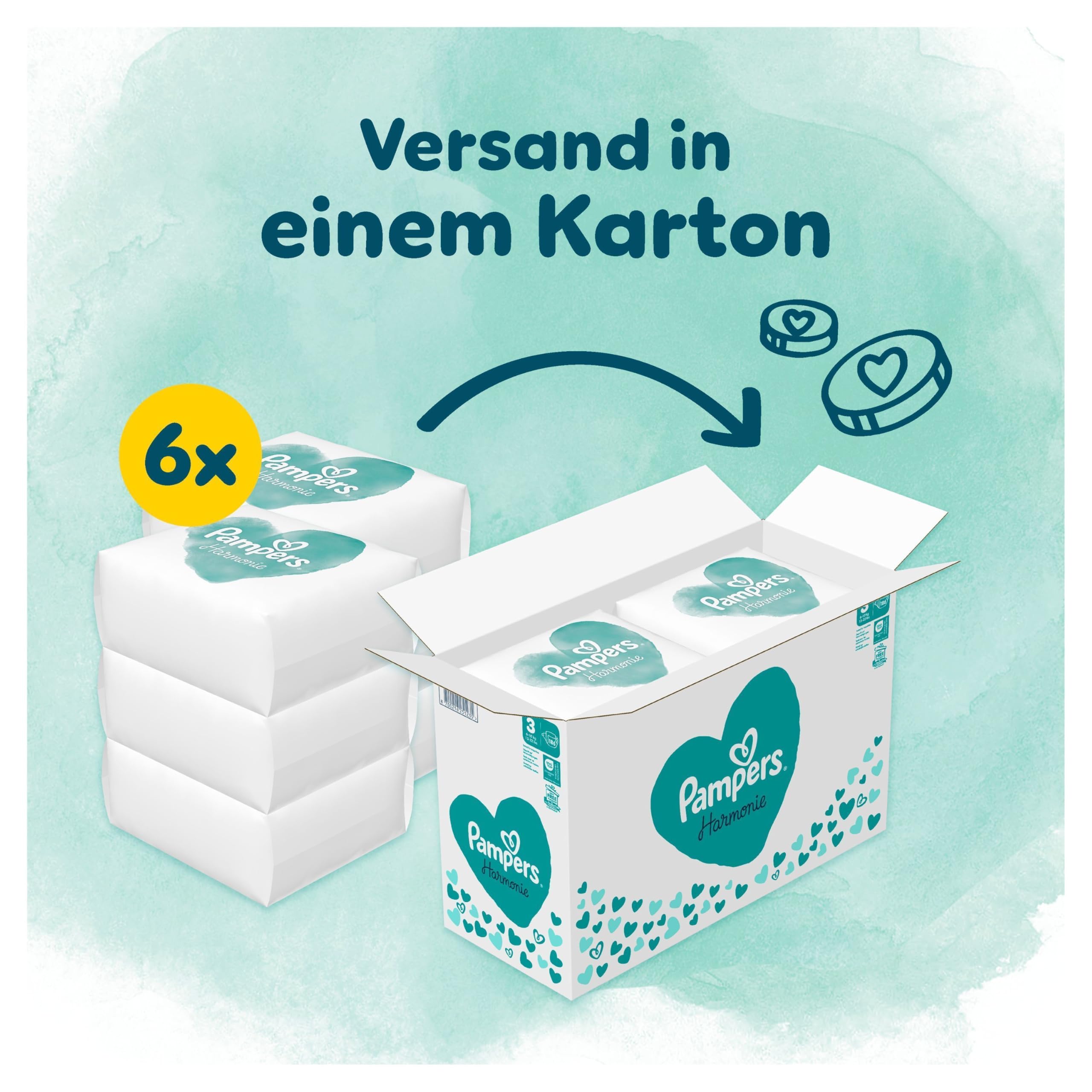 Pampers Harmonie Windeln Größe 3 186 Stück 6-10kg sanfter Hautschutz