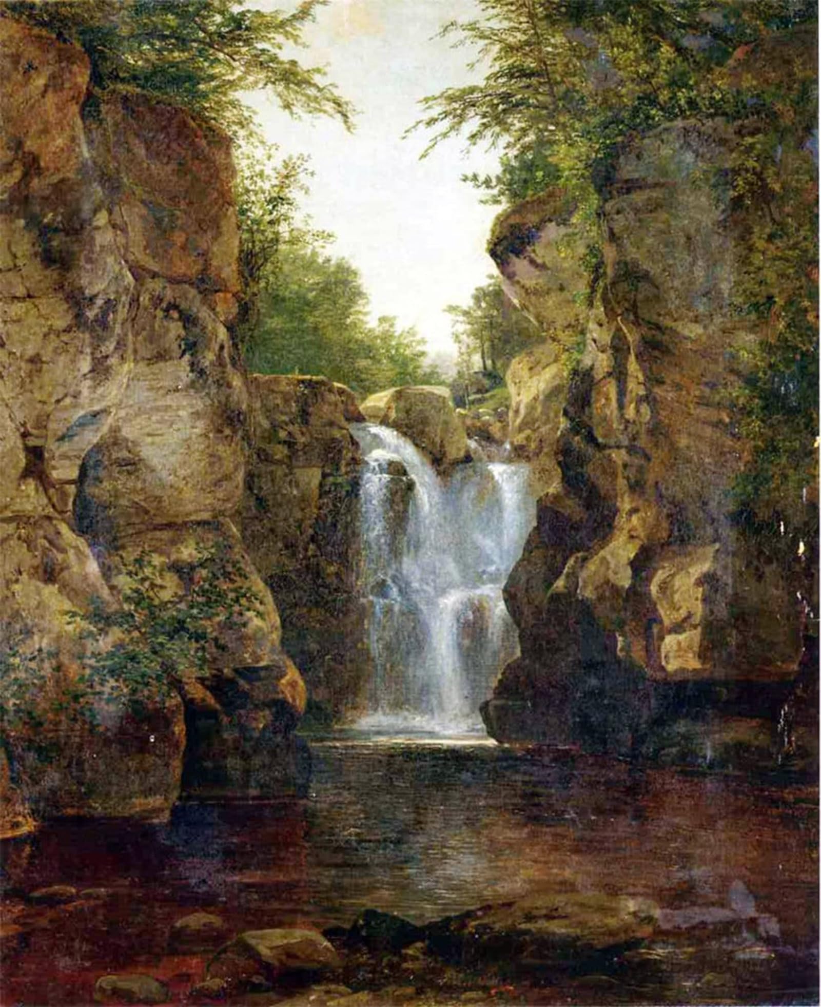 SERENDIPITP Aesthetic Poster Photo Wall Print Retro Picture Bish Bash Falls by Frederick Kensett Modern Wall Artwork for Home Decor 60x90cm