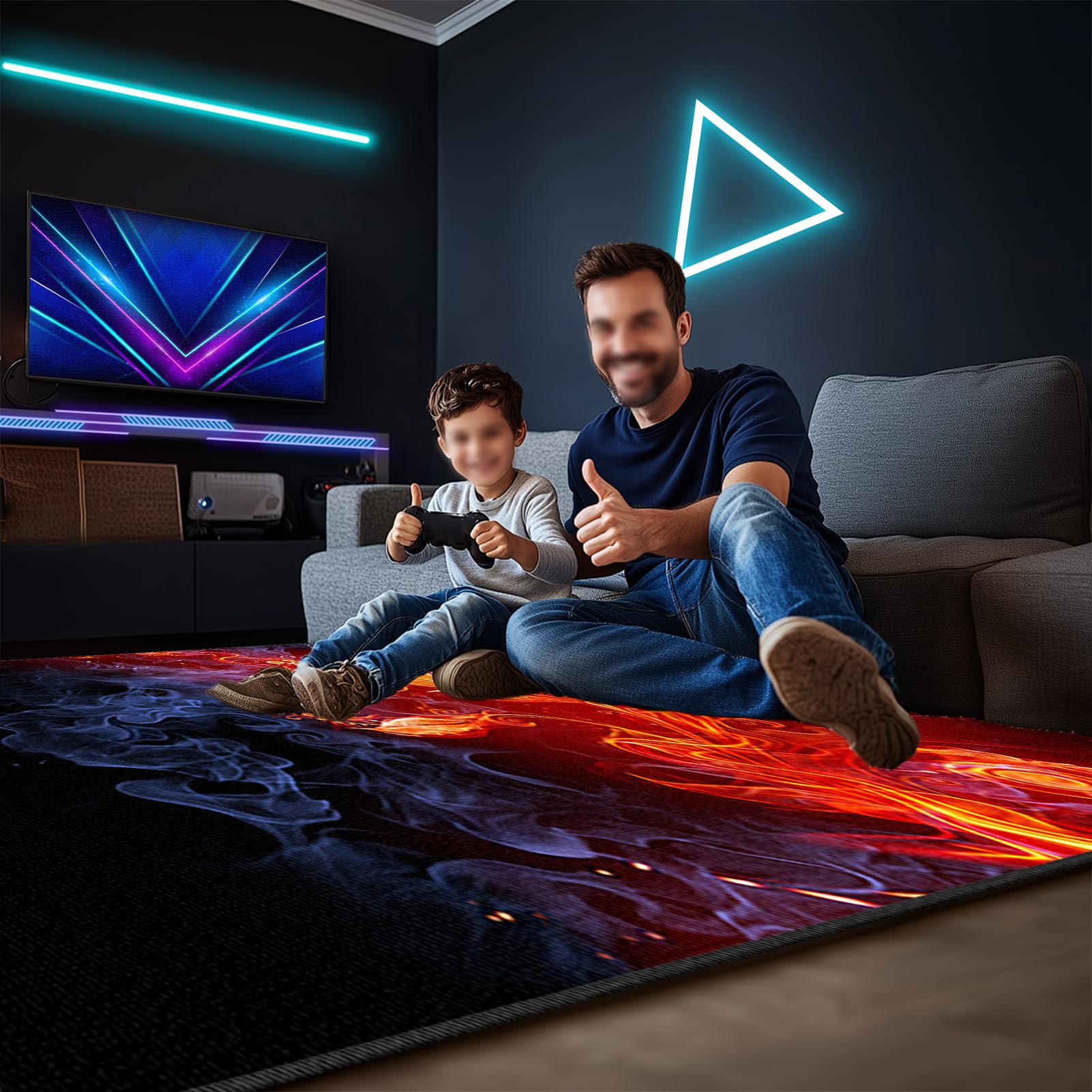 Dywanik dla graczy, antypoślizgowy, do pokoju dla graczy, do pokoju młodzieżowego, dla chłopców, 200 x 280 cm, mata do zabawy, salonu, sypialni i biura, nadaje się do prania