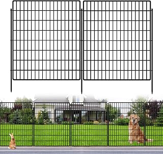 KYATE 10 Panels 33" Tall Rustproof Dog Fence for Yard - 24ft Outdoor Garden Animal Barrier, No Dig Metal Panels for Rabbits & Pets