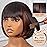 ToyoTress Peek-a-boo Color Bob Wig With Bangs - 8 Inch Brown Blunt Cut Bob Wigs For Black Women, Short Straight Light Yaki Synthetic Hair Wigs Daily Costume Cosplay Heat Resistant (8 Inch, SH4/30)