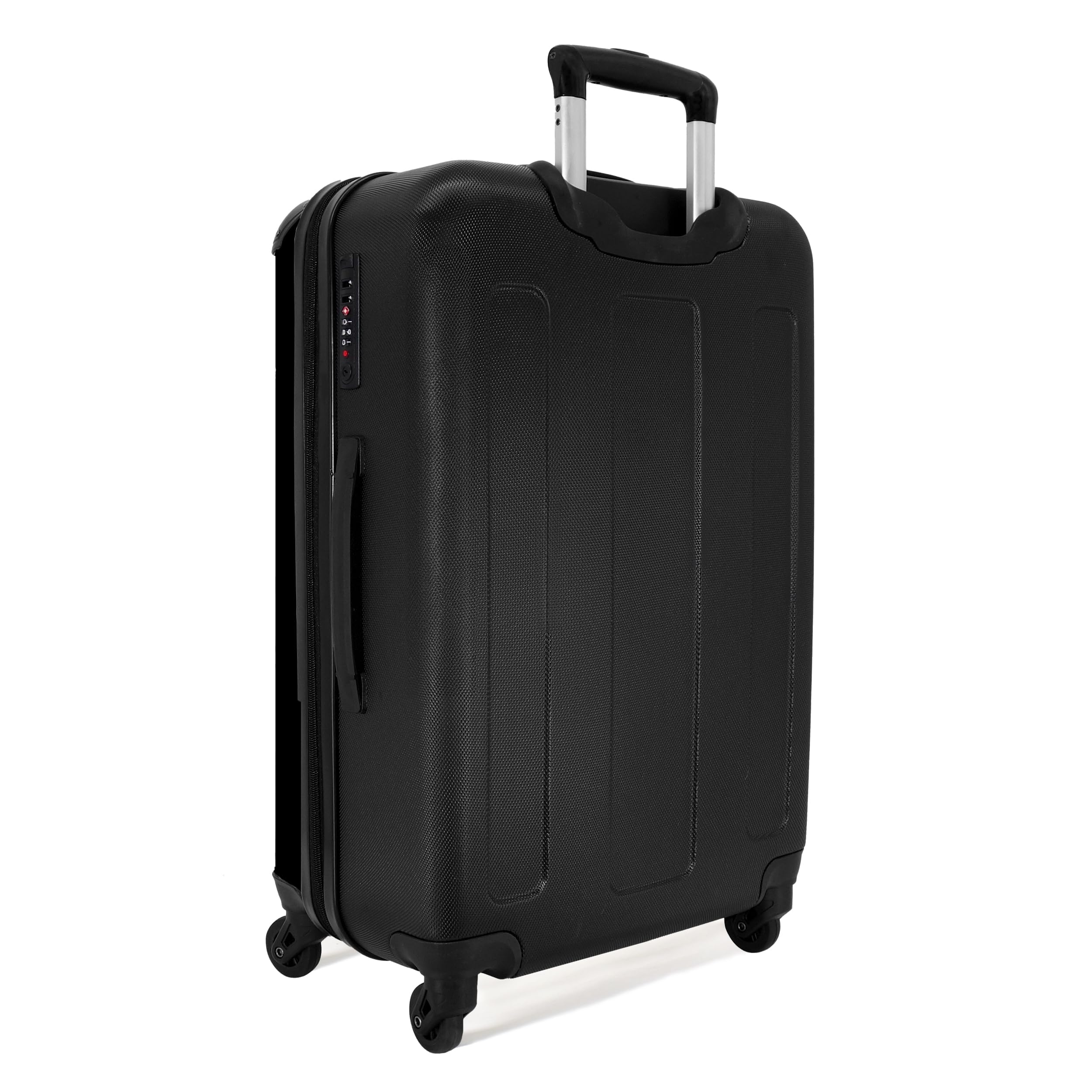 NoBoringSuitcases.com Valigia, Valigia Grande, Trolley Medio, Serratura TSA, Valigia Media, Valigia 20 kg, Valigia Grande 23 kg (67cm - 72L), (Never Regret e Orsetto di peluche rosa - Nero)