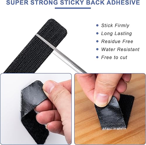 Miniatura 3 de Aegero 32 juegos de tiras de gancho y bucle con adhesivo, cinta fuerte de doble cara de 1 x 4 pulgadas, cinta adhesiva resistente, cinta
