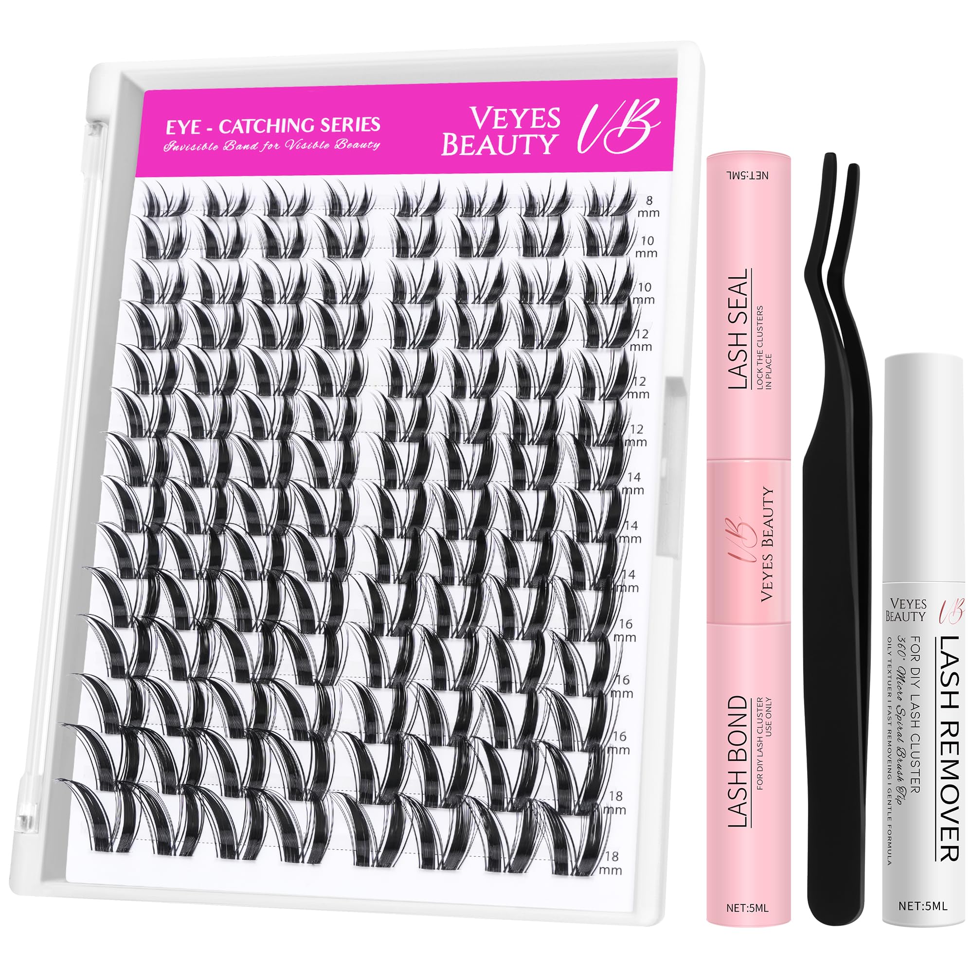 VEYESBEAUTY Lash Clusters Kit DIY Individual Eyelash Extensions Bunny - 8-18mm