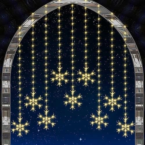 Luces de copos de nieve de Navidad, cortina de copos de nieve de Navidad, 16.4 pies, 325 luces LED de Navidad, decoración para fiesta de Navidad, disponible en Yaxa Guatemala