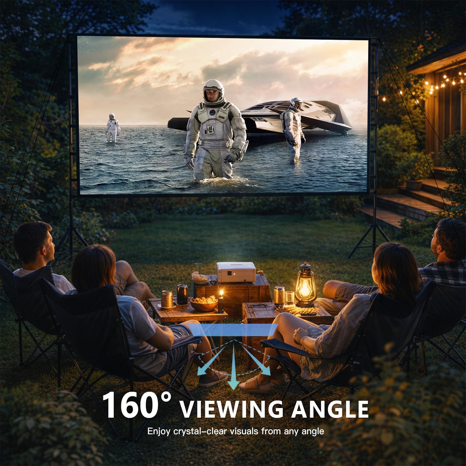 Gigmeta Schermo di Proiezione con Treppiede 120 Pollici, 4K HD Telo Proiettore Pieghevole 16:9, Antipiaga Lavabile per Home Theater Fronte e Retro, Portatile da Esterno