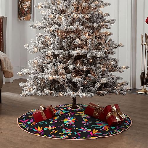 Miniatura 7 de Falda de árbol de Navidad de 30 pulgadas, estilo étnico mexicano otomí, falda de árbol de Navidad, alfombra rústica de Navidad, decoración de