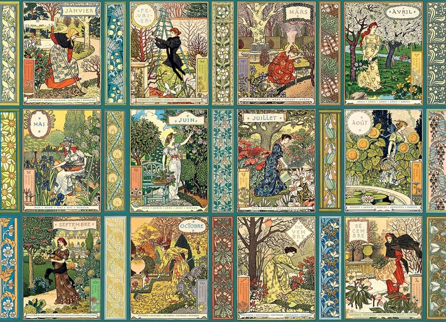 Cobble Hill 1000 Piece Puzzle - Jardiniere: A Gardener's Calendar - Sample Poster Included, 67.6 cm x 48.9 cm