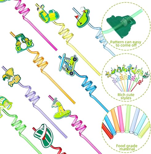Miniatura 3 de 24 pajitas de plástico reutilizables para fiestas de golf, suministros de fiesta de golf para cumpleaños, baby shower, jubilación, fiestas temáticas
