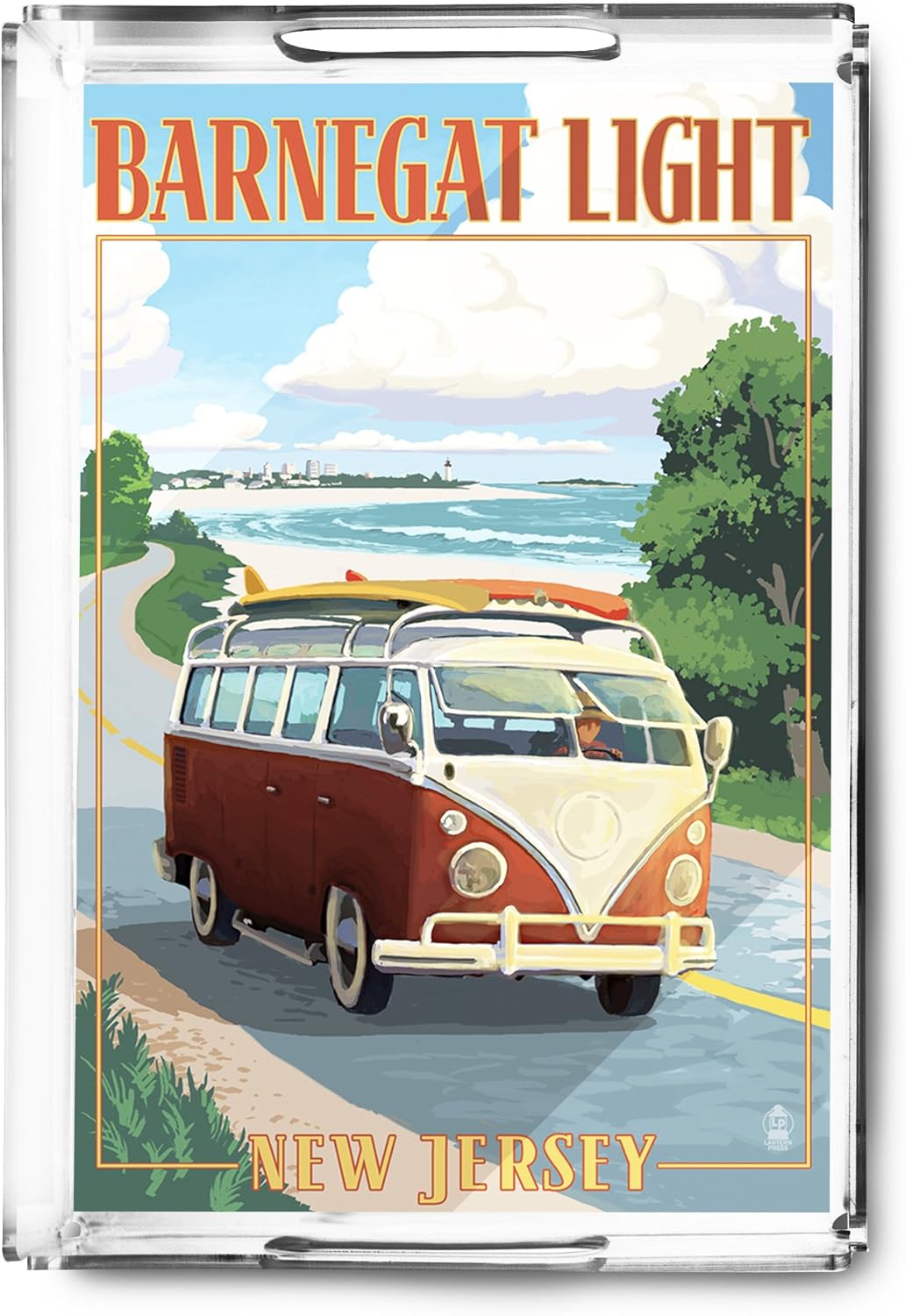 Barnegat Light, New Jersey Camper Van Coastal Drive (Acrylic Serving Tray