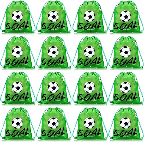 Paquete de 16 regalos de fiesta de fútbol, chicles de béisbol, baloncesto, sóftbol, cordón de ajuste, bolsas de regalo de equipo, bolsas de