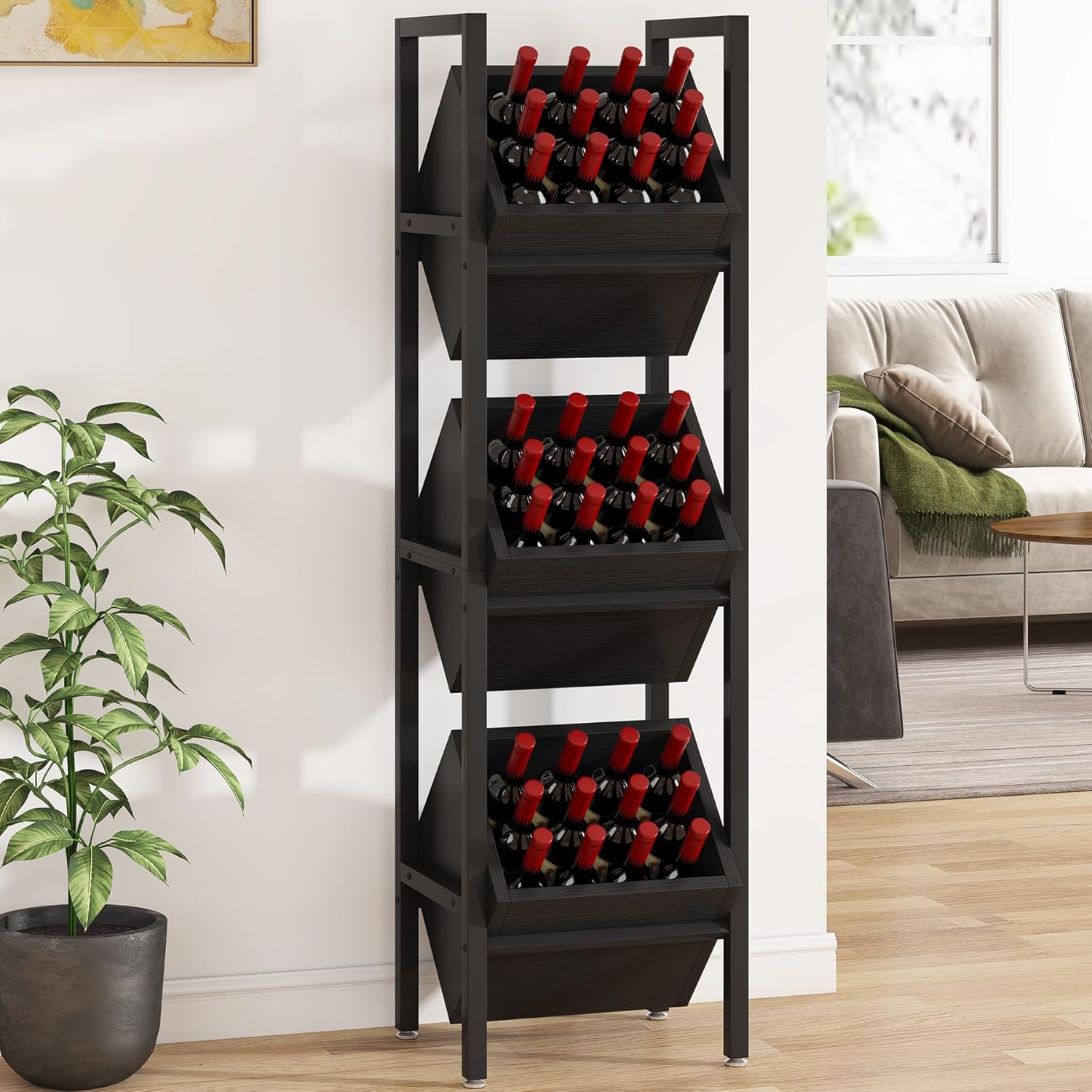 (Similar item). Tribesigns Wine Rack Freestanding Floor, 3 Tier Wooden Wine Storage Stand, Wobble-Free Wine Holder Display Shelf Liquor Bottle Organizer for Kitchen, Cellar (