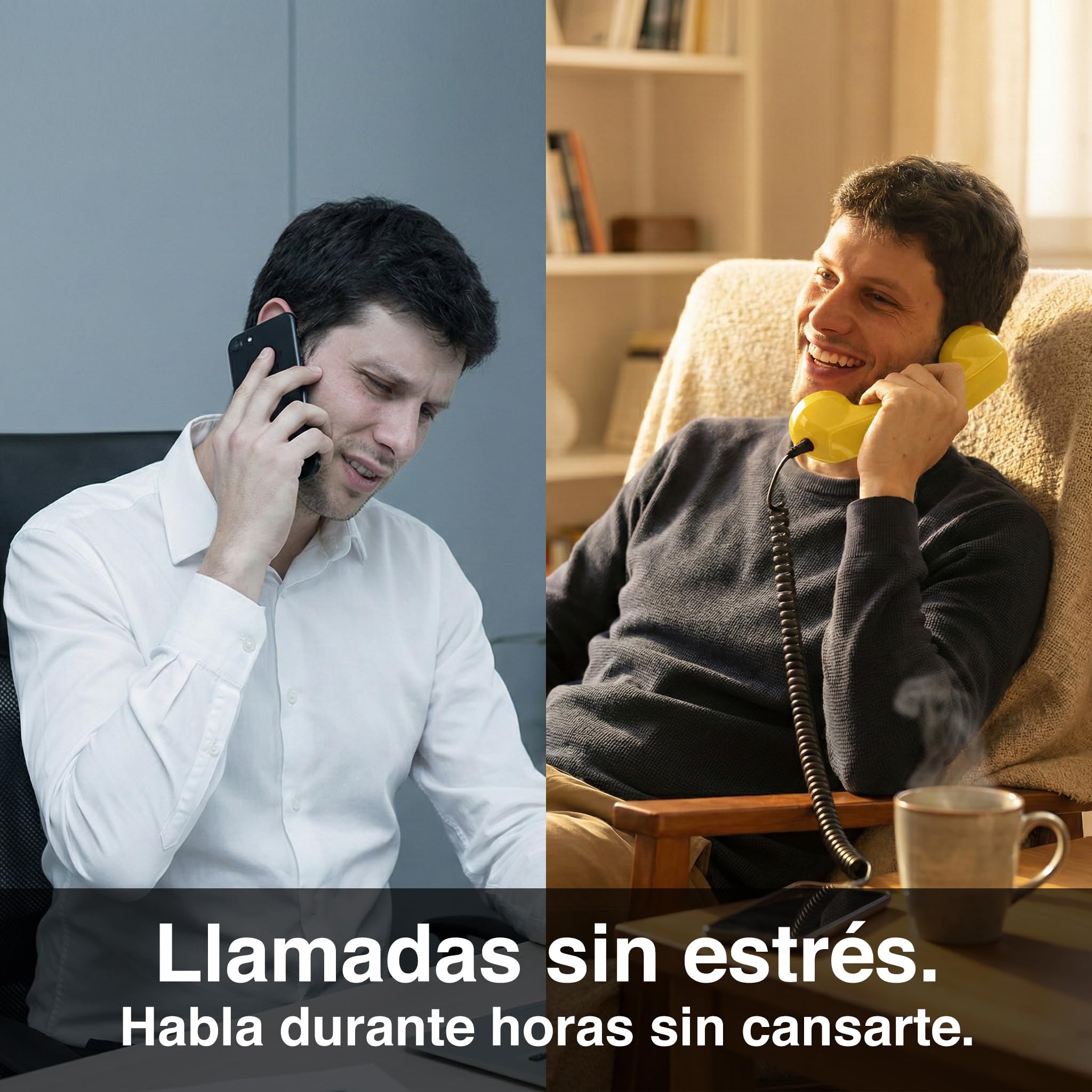 Opis 60s Micro: Auricular telefónico Retro y Vintage, Ideal para móvil. Adaptación a Auriculares Retro iPhone y Android con USB Amarillo