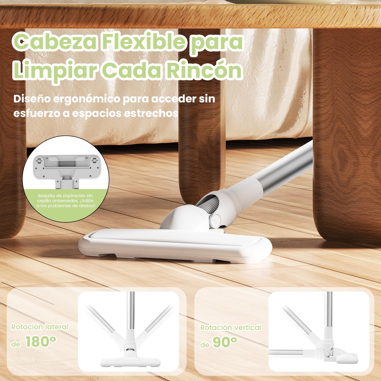 Suirviz U5PRO Aspiradora sin Cable 28000Pa, Escoba Aspiradora Ligera Vertical y de Mano, Filtro HEPA Lavable, Sistema Antienredos, para Suelos Duros, Mascotas, Hogar y Coche