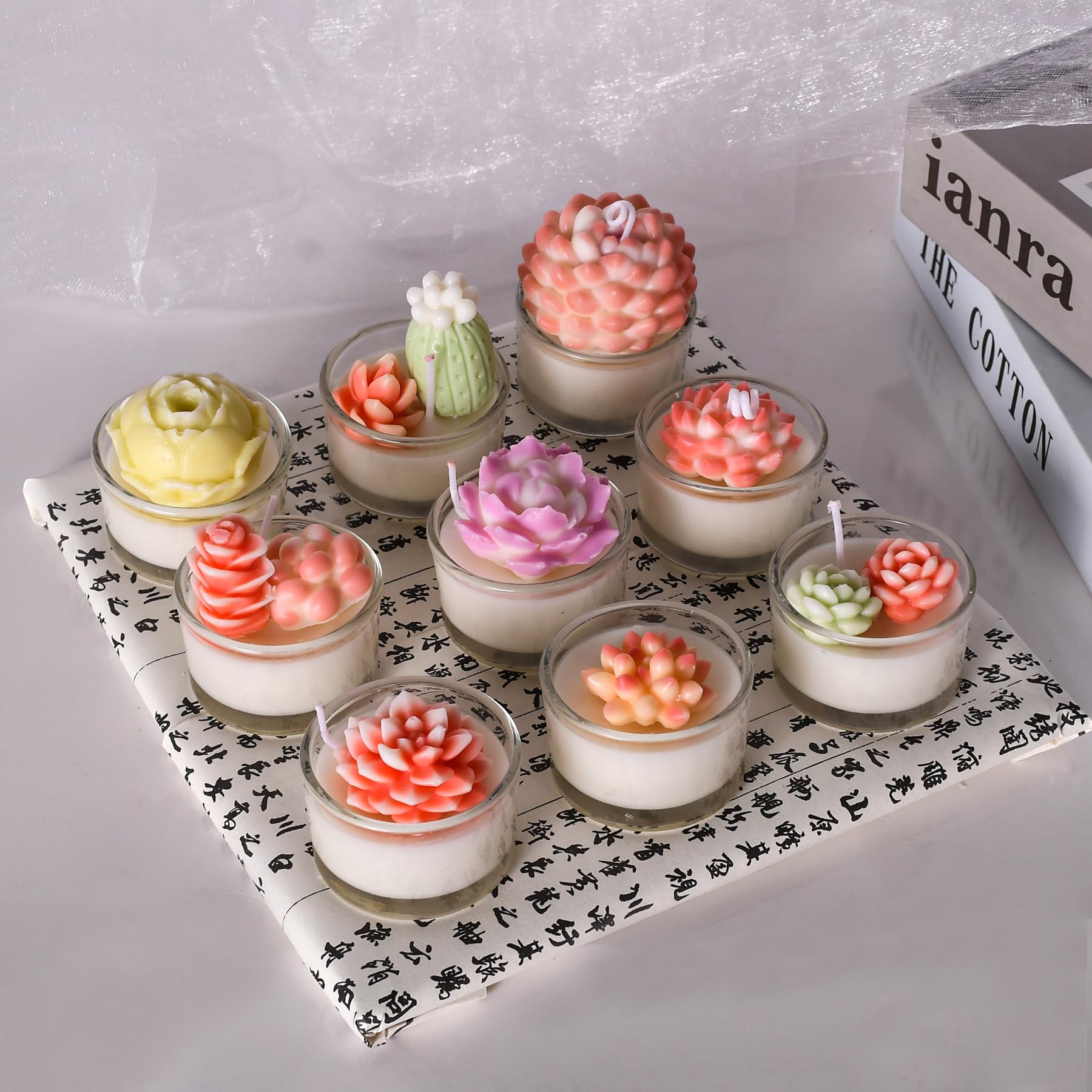 Moldes para velas suculentas, 12 moldes de silicona para velas suculentas para hacer velas, moldes de silicona de cera de resina suculenta 3D