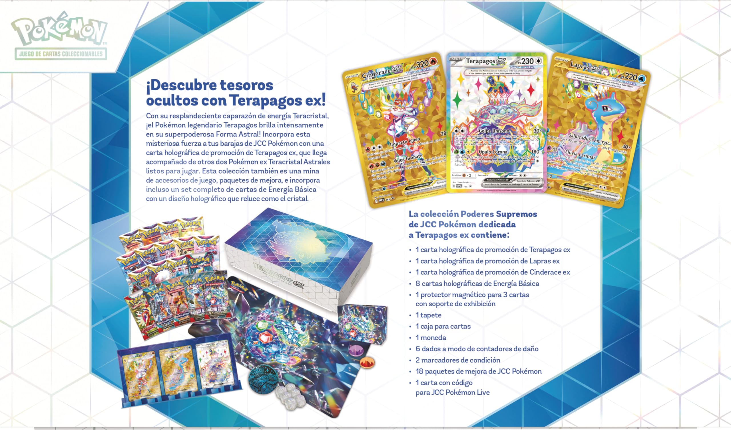 Pokémon: Raccolta Poteri Supremi di JCC Pokémon: Terapagos ex (3 Carte olografiche di promozione, 18 Pacchetti di Miglioramento)
