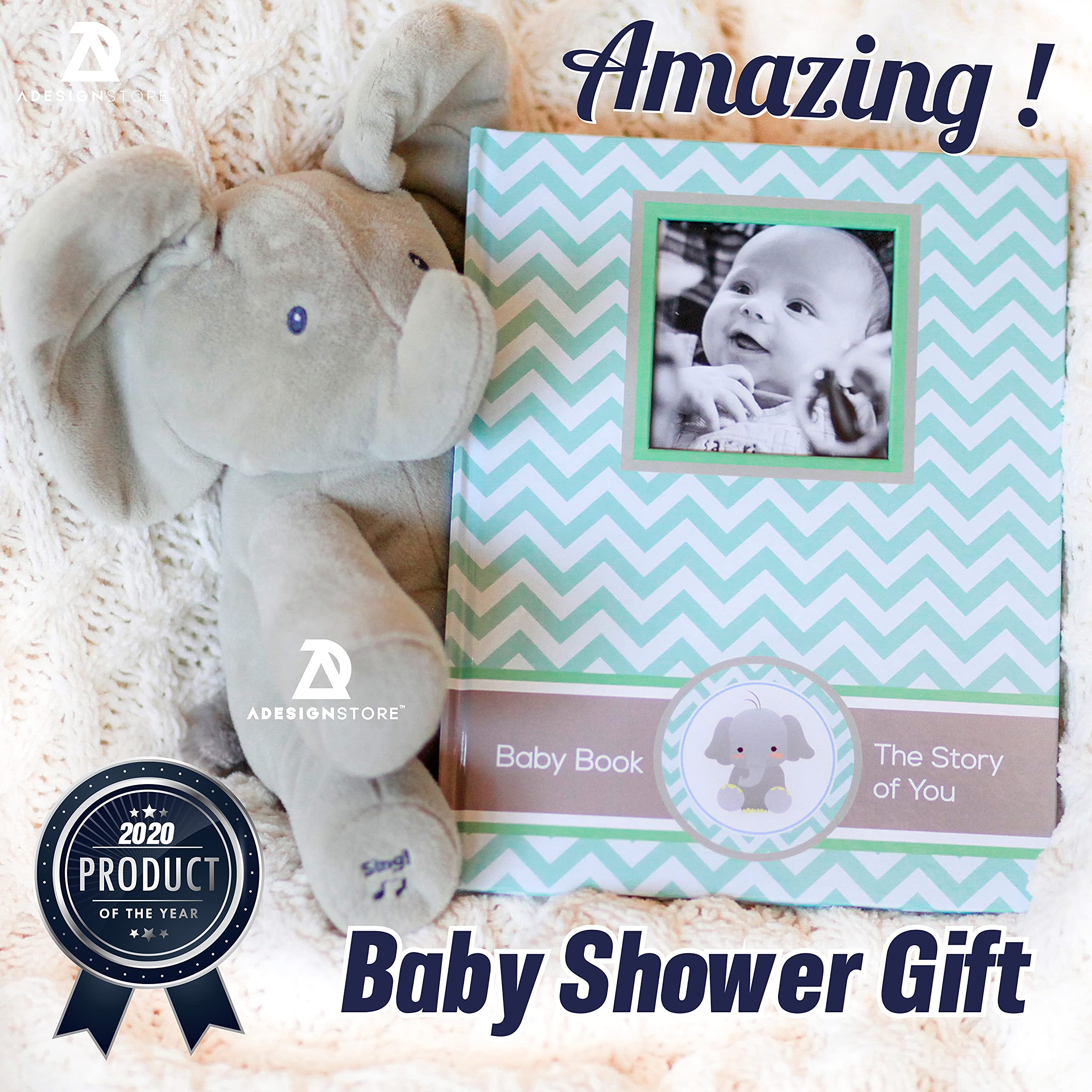 Libro dei ricordi per neonato, album per il primo anno, libro per baby shower, regalo per baby shower, diario dei ricordi per bambini, diario dei ricordi per il primo anno di nascita (blu foglia di