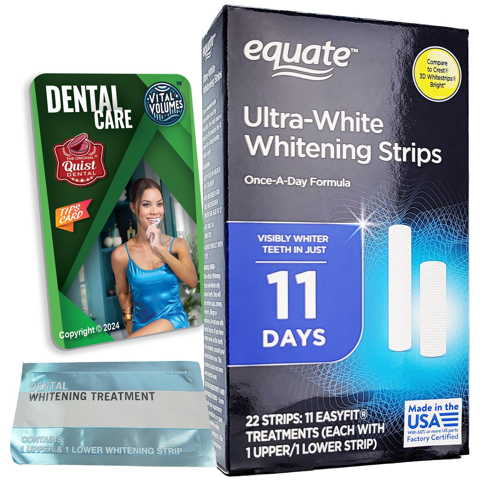 Teeth Whitening Strips 10 Easyfit Treatments (1 Upper/1 Lower Strip for 20 Total Strips)