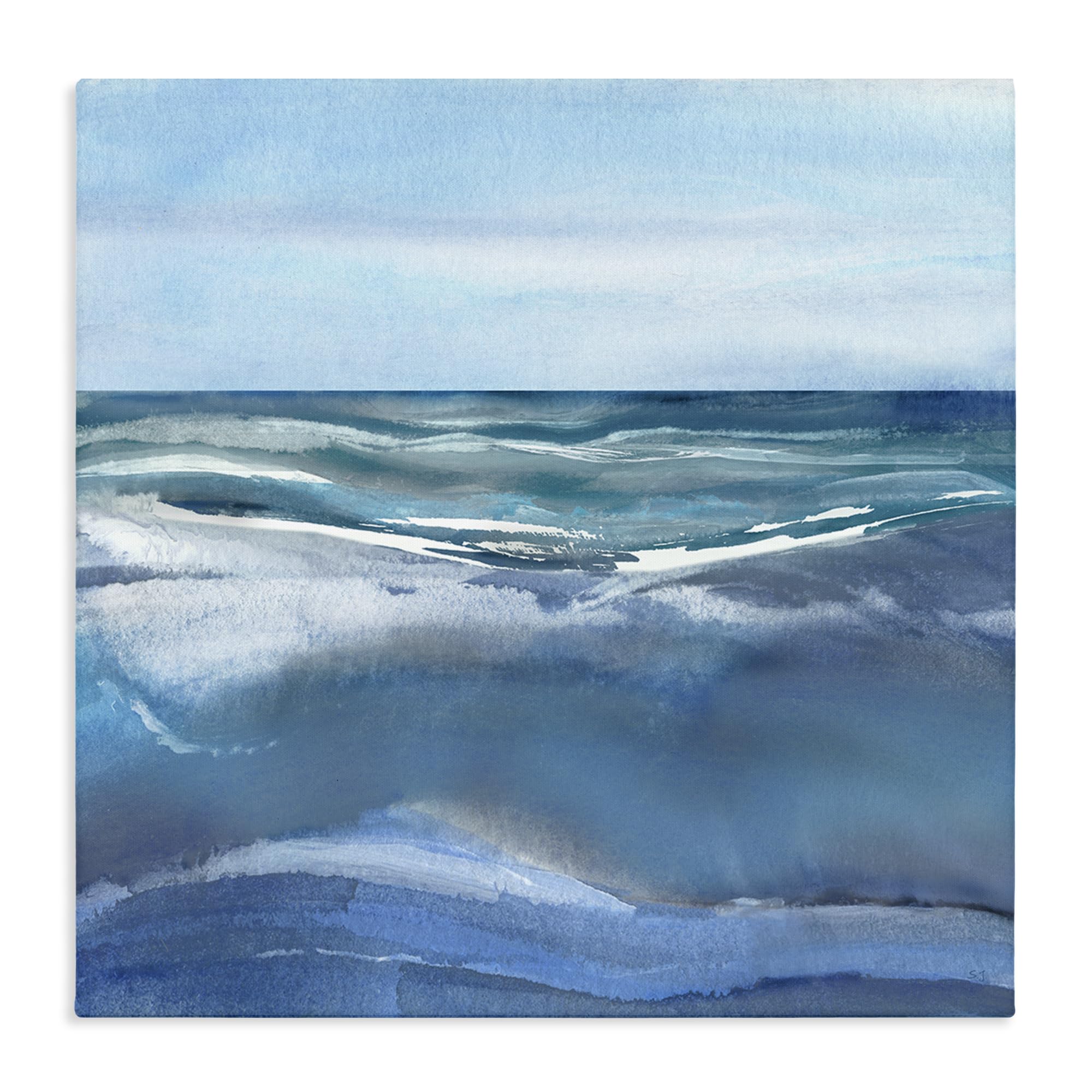 Stupell Industries 'Calm Seas under Soft Sky', Canvas Art, 17 x 17 Inches, Easy to Hang and Sturdy, Made in USA, by Susan Jill