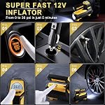 LivTee Tire Inflator Portable Air Compressor for Car Tires - Car Accessories, 12V DC Air Pump with Digital Tire Pressure Gauge, Max 150PSI with Emergency LED Lights for Car, Camper, RV, Truck
