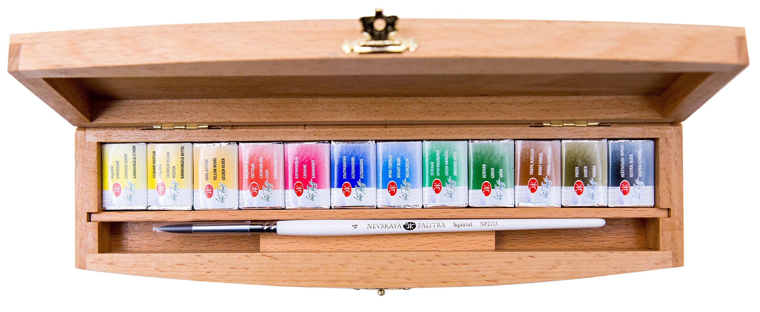 White Nights 80105 - Aquarellfarbe, 12-er Holzkasten, intensive Leuchtkraft und hohe Lichtbeständigkeit
