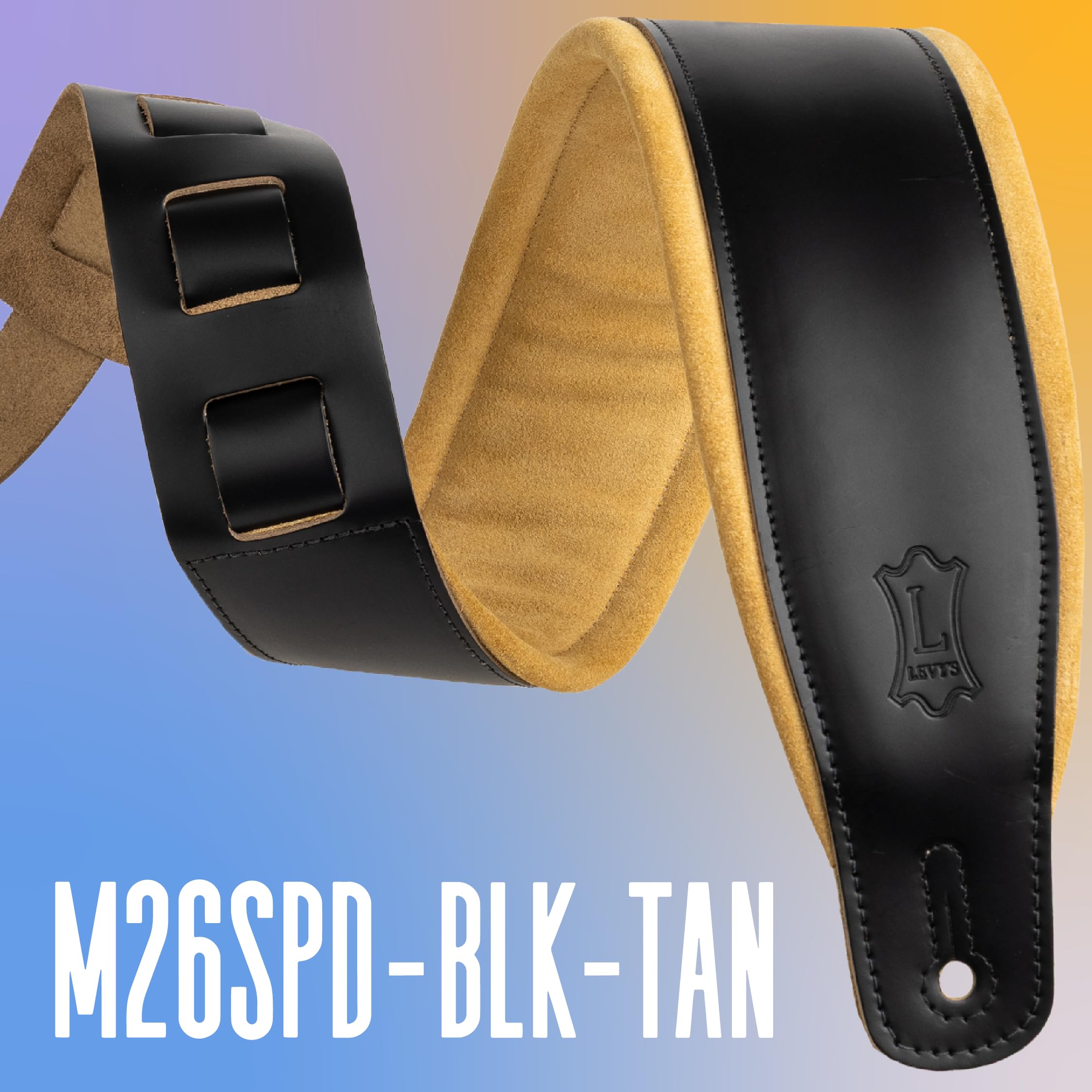 Levy's Leathers Deluxe pasek do gitary z zamszu, czarny (M26SPD-BLK-TAN)