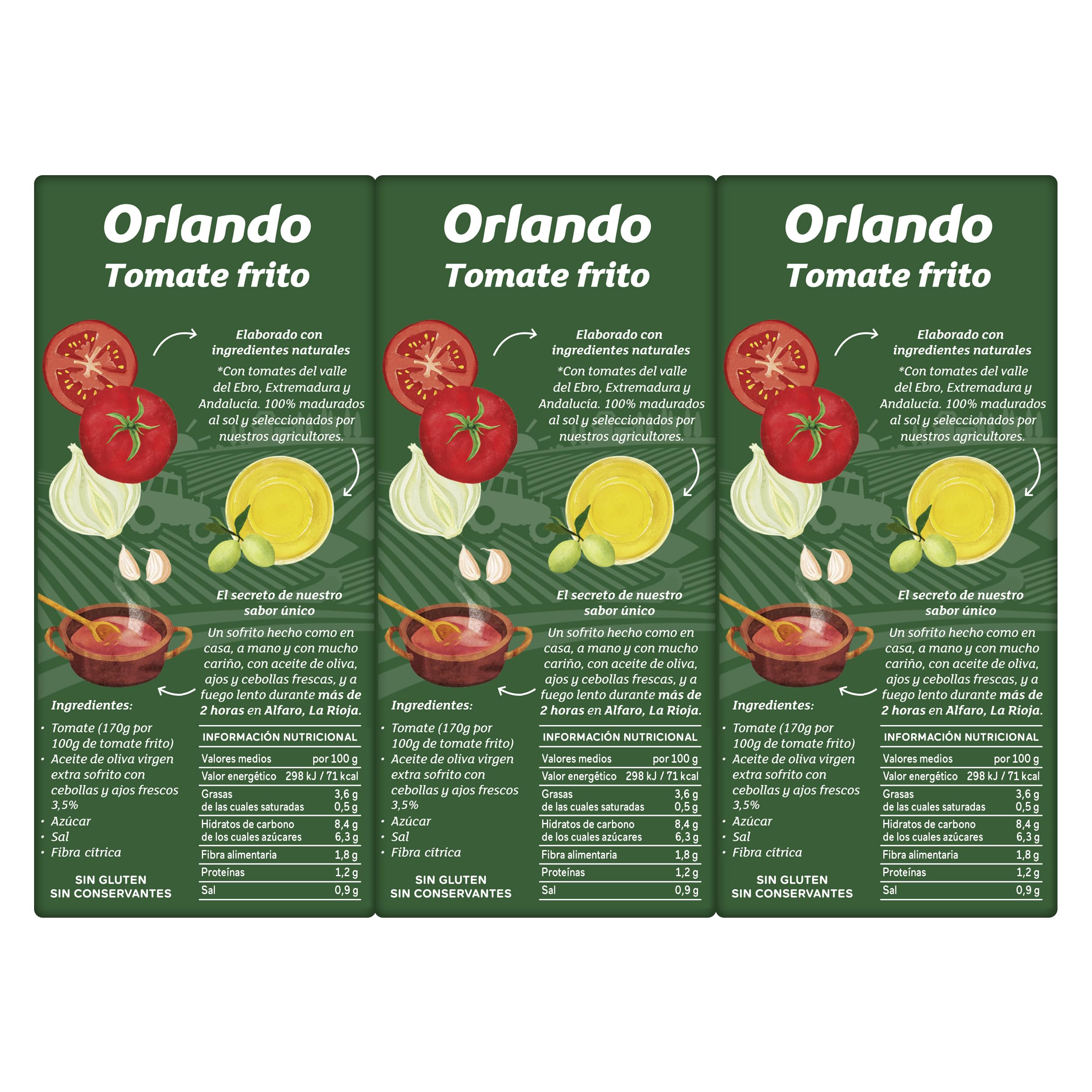 Orlando Tomate Frito Aceite de Oliva Virgen Extra Brik Pack 3 x 350g