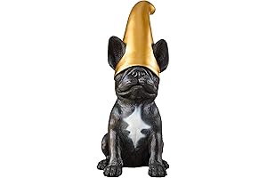 Frenchie Gnome - Black Frenchie Statue with Gold Hat Cute French Bulldog Decor Garden Gnome