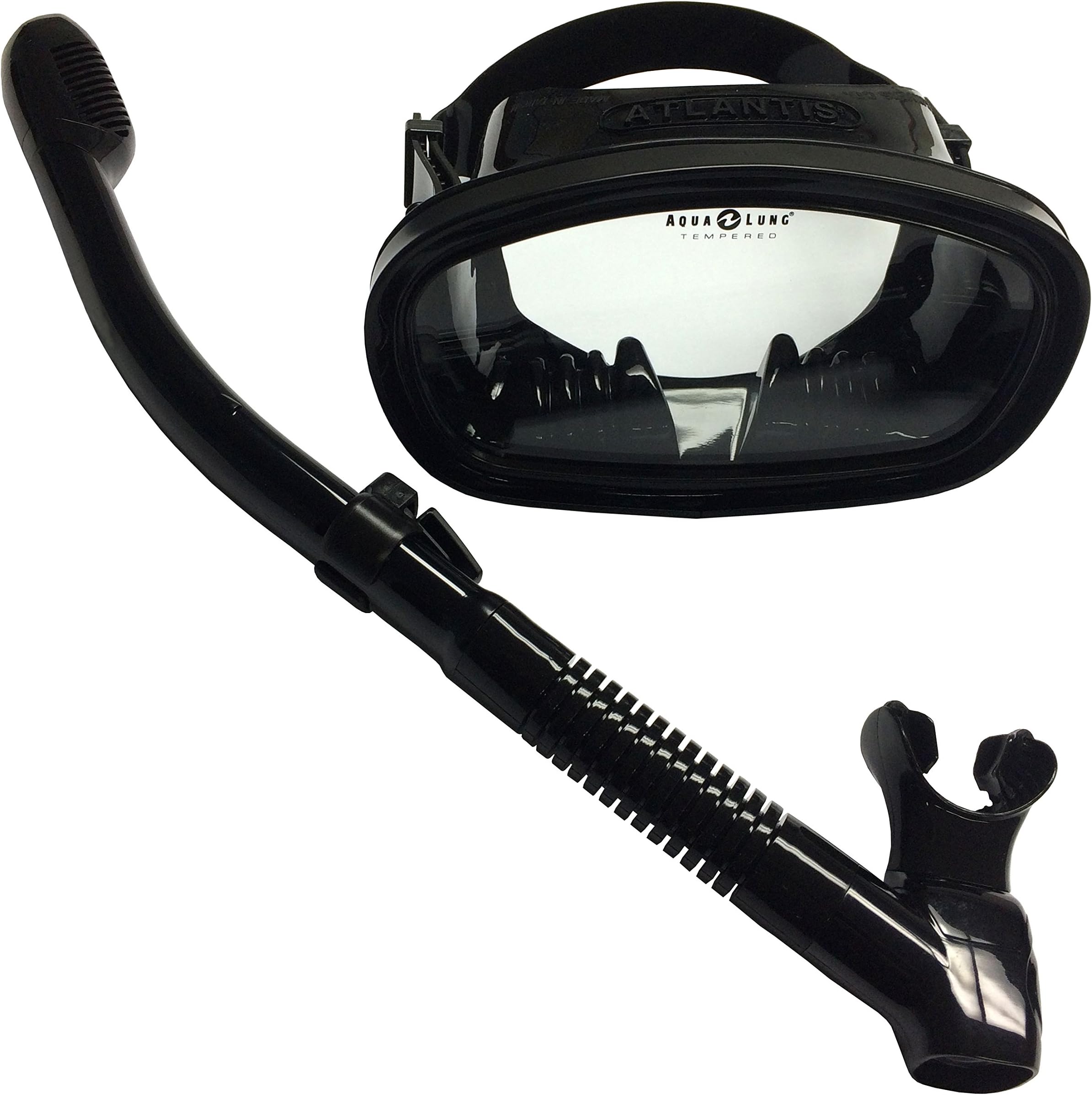 Aqua Lung Atlantis Single Lens Dive Mask Side Draft Snorkel Set