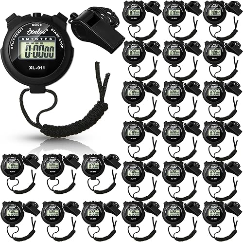 Miniatura 1 de 48 piezas cronómetro digital temporizador de plástico silbato a granel para entrenadores deportivos, árbitro, reloj impermeable con temporizador,