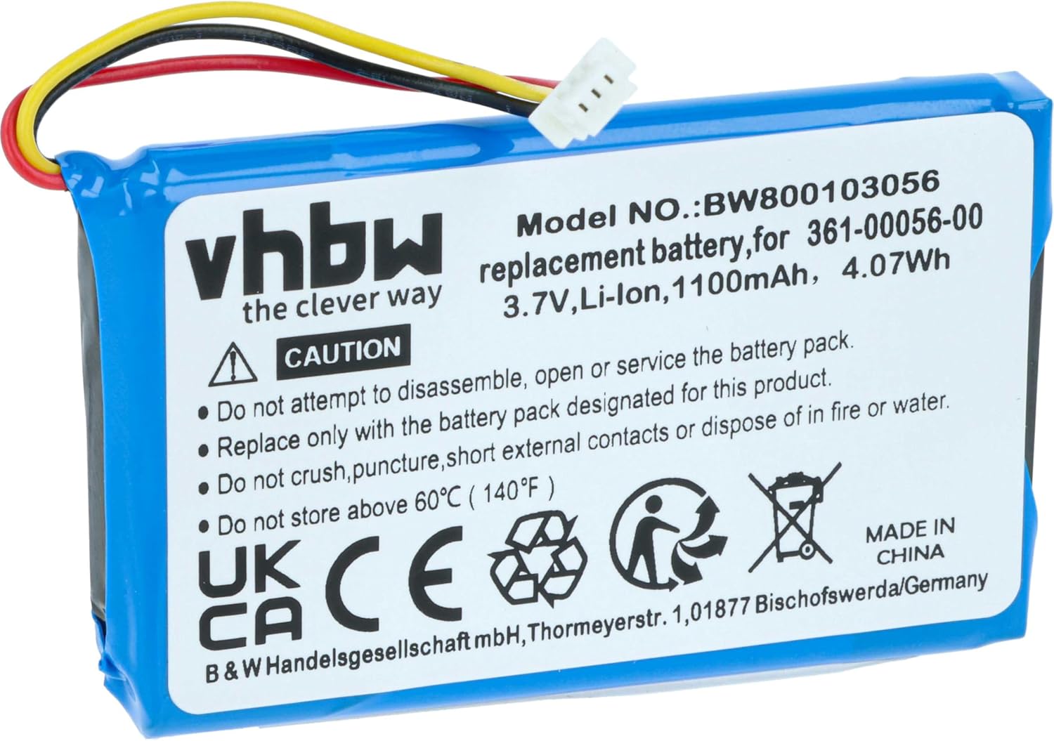 vhbw Zamiennik akumulatora do Mitac Mio 1ICP6/35/51 | 523450A1 do nawigacji GPS (1100 mAh, 3,7 V, Li-Ion)