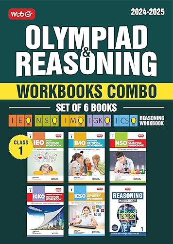 MTG NSO-IMO-IEO-ICSO-IGKO Olympiad Workbook and Reasoning Book Combo Class 1 (Set of 6 Books) | MCQs, Previous Years Solved Paper &amp; Achievers Section - SOF Olympiad Preparation Books For 2024-25 Exam