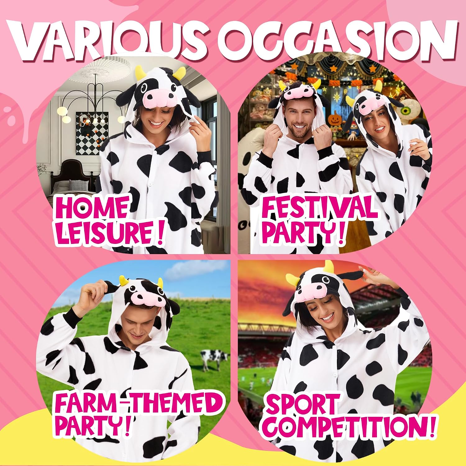 CANASOUR Polar Fleece Halloween Adult Anime Unisex Animal Costume Cosplay Onesie