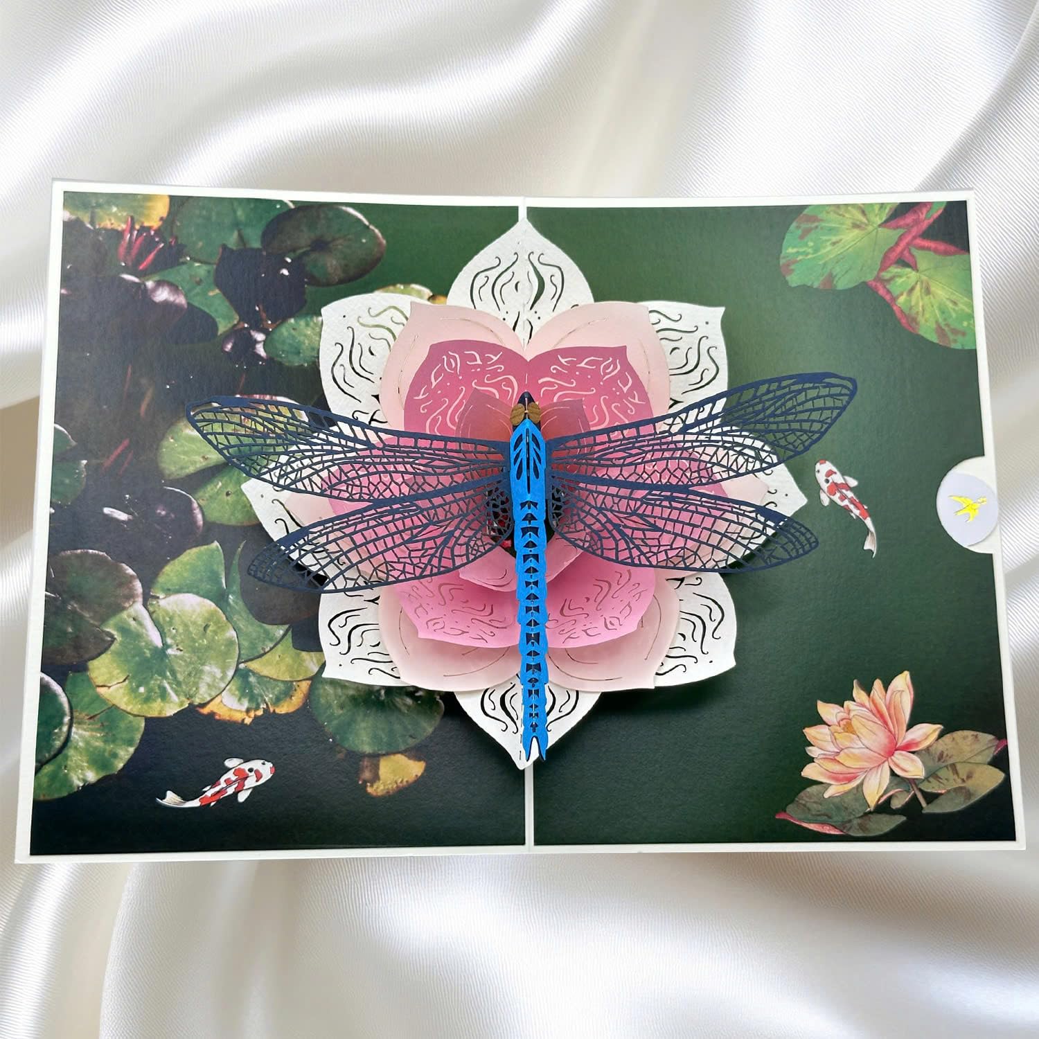 Aimeeoi - Tarjeta de libélula y loto, tarjeta 3D desplegable para el día de la madre para mujer, tarjeta perfecta de cumpleaños, aniversario o día de San Valentín para mamá, esposa, hermana,